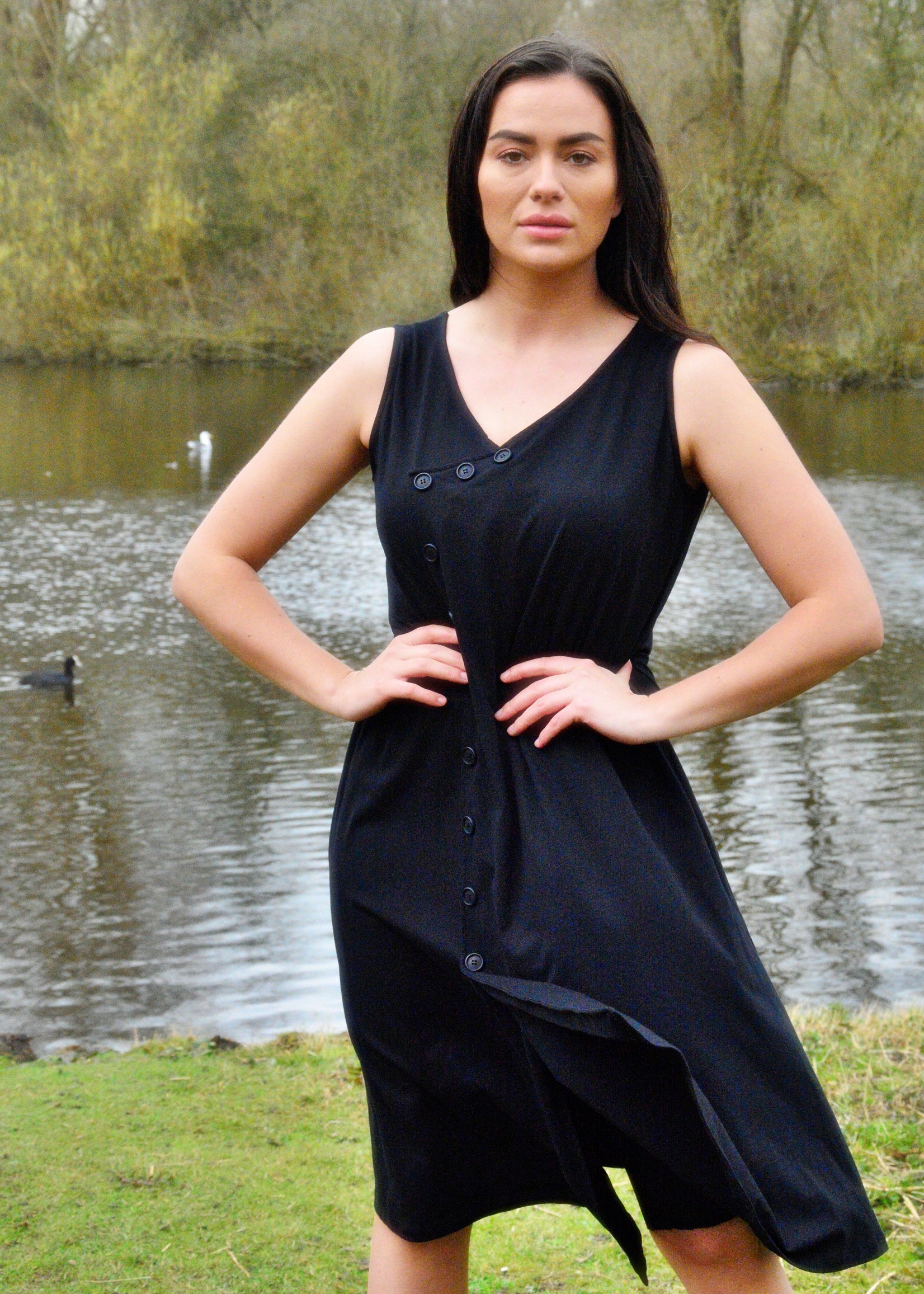 3S80106 jurk Rimini asymm. knopen