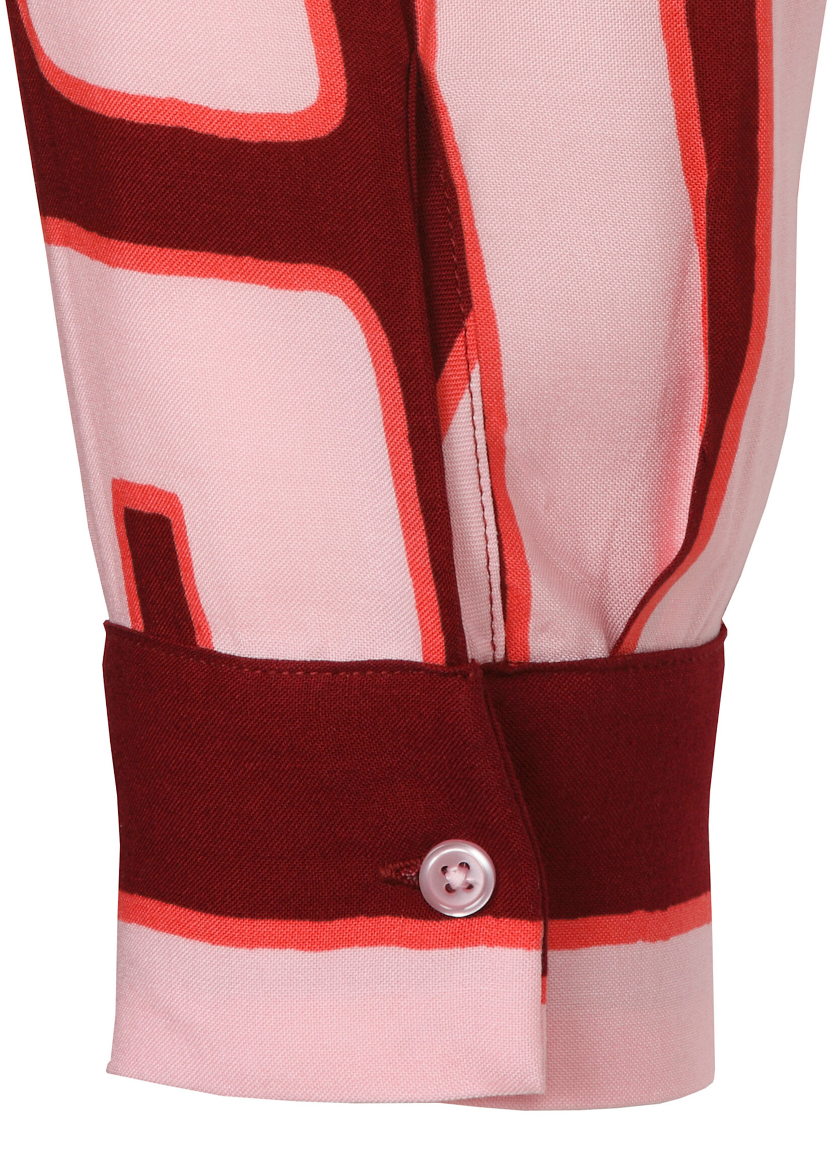 Via Appia Via Appia Due blouse – grafische print in aubergine en rosétinten