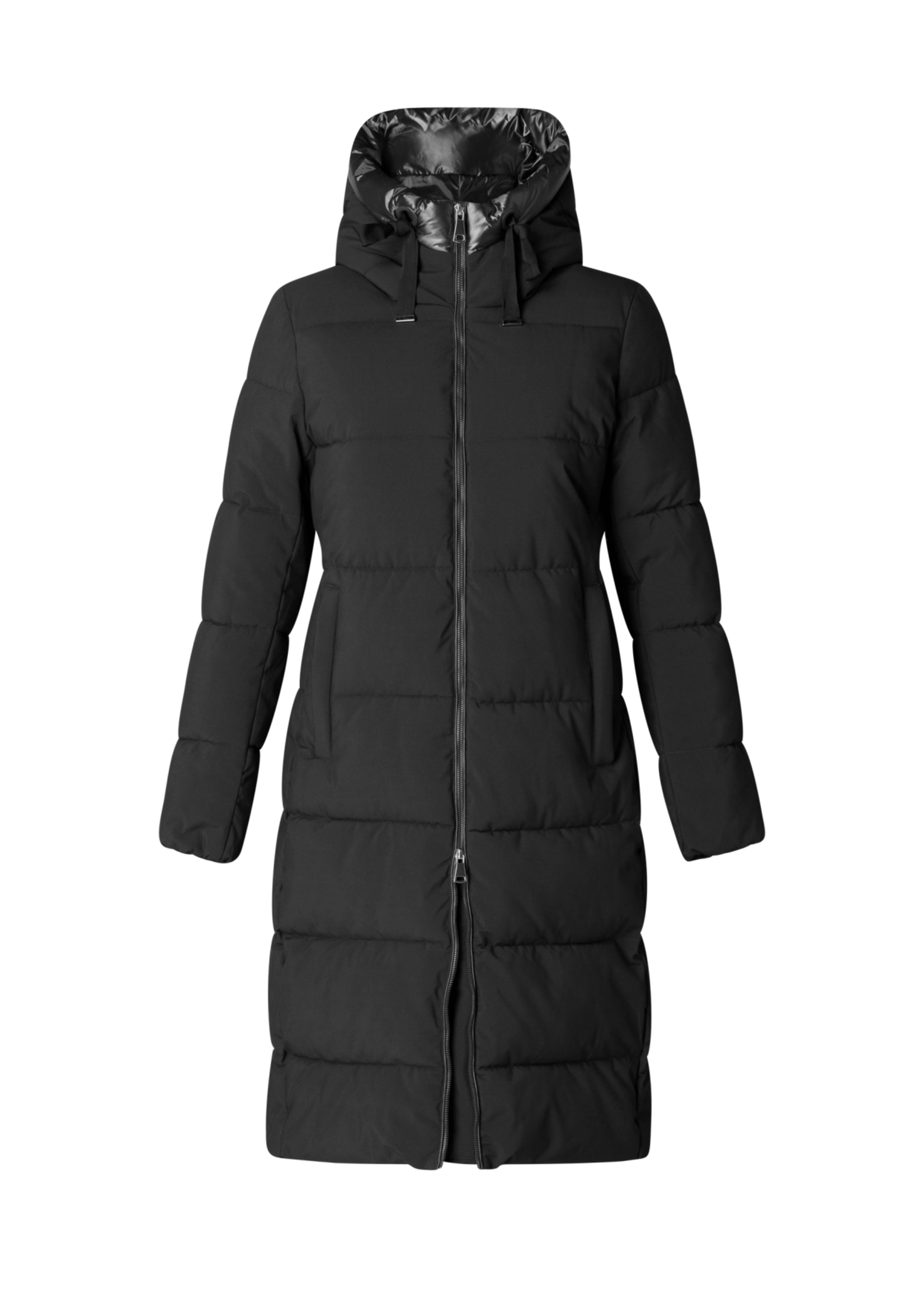 Yest Curve Yest Curve winterjas in light sand en zwart – warme plus size jas tot over de knie