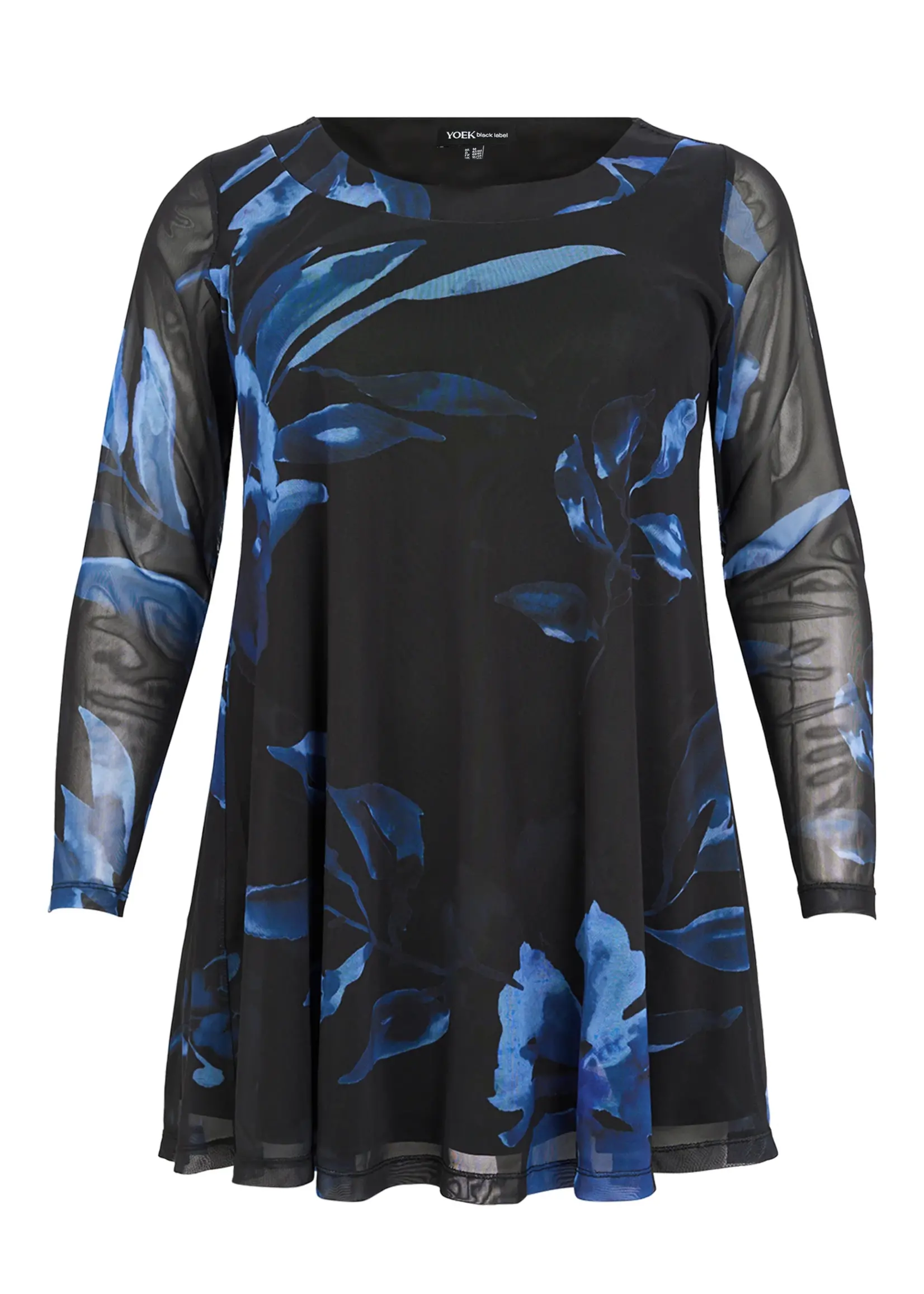 Yoek Yoek tuniek Valentine – bloemenprint in diepe blauwtinten