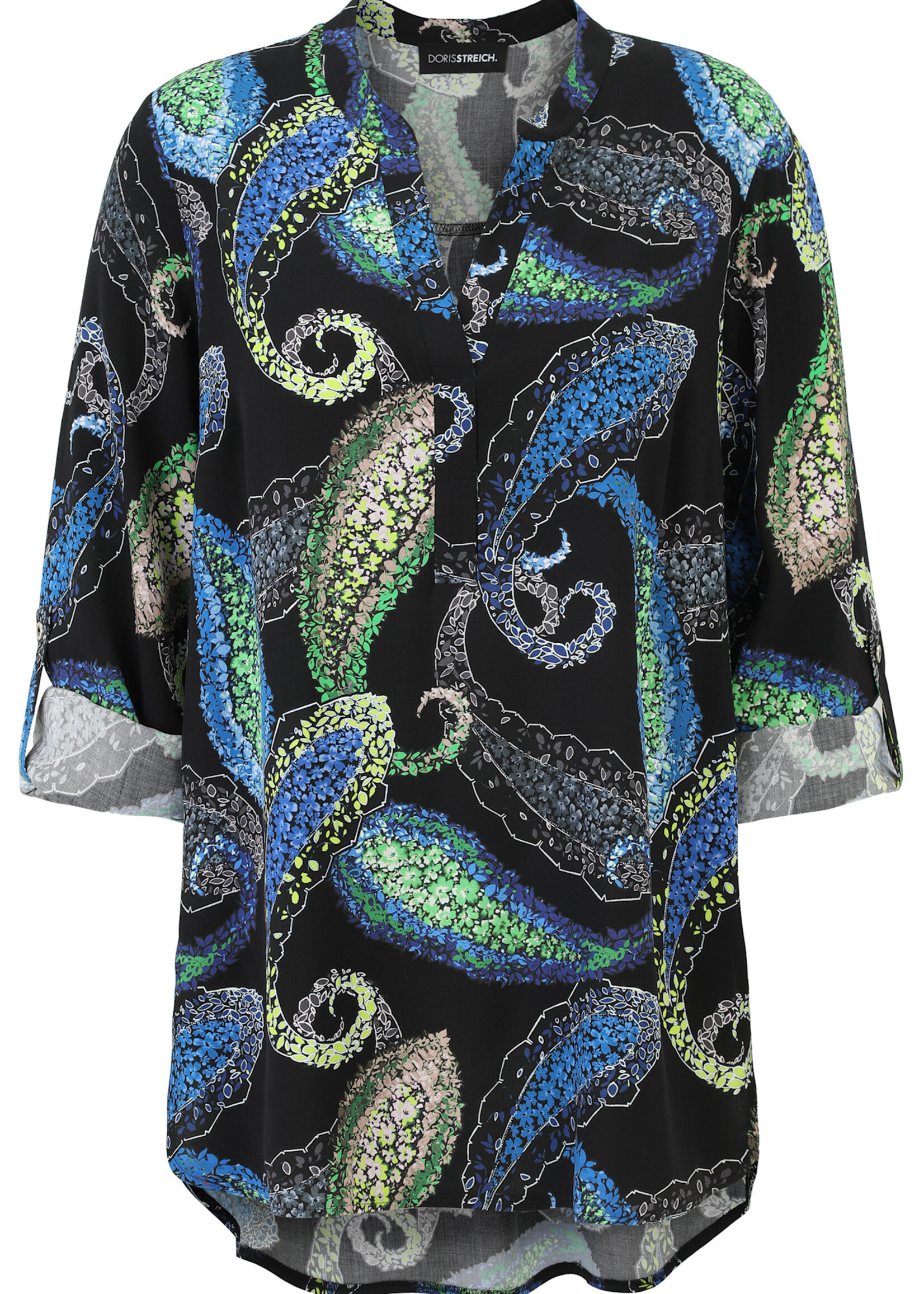 Doris Streich Doris Streich blouse – elegante viscose batist met omslagmouw