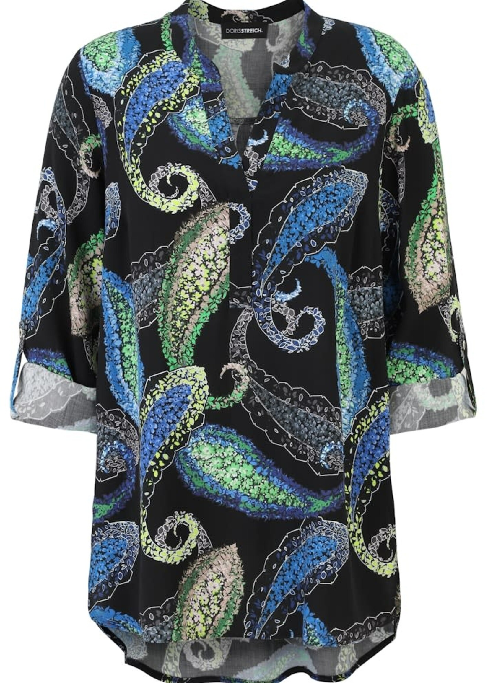 Doris Streich Doris Streich blouse – elegante viscose batist met omslagmouw