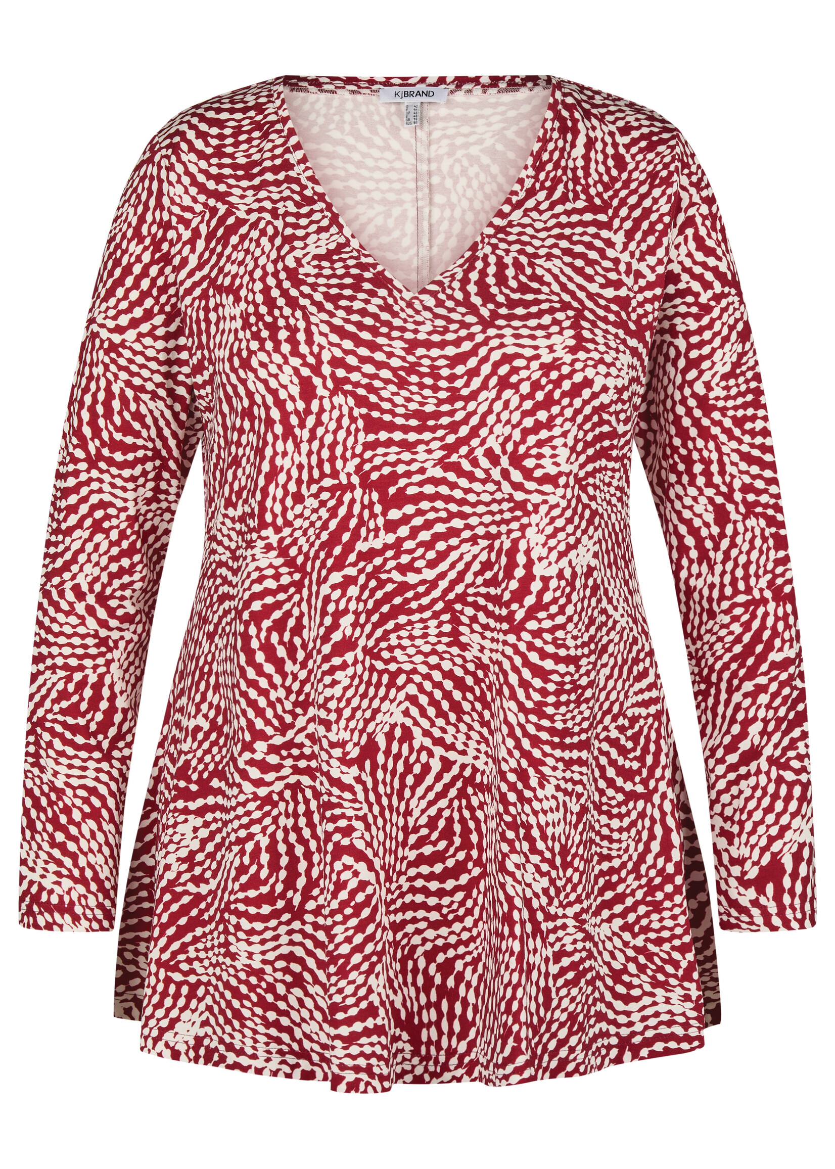 KJBrand KjBrand A-lijn shirt met V-hals en tweekleurige print – flatterend plus size design