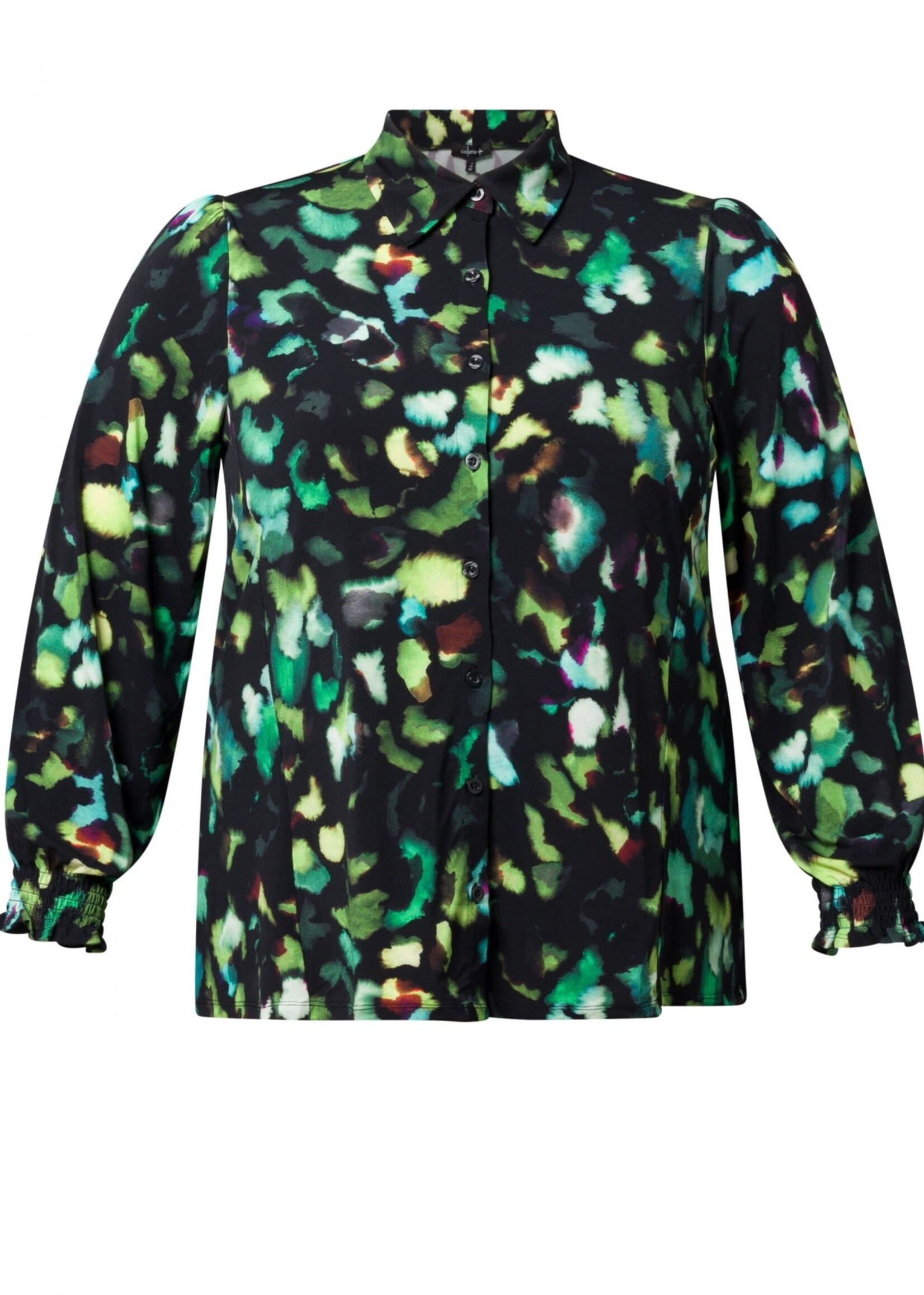 Colletta Colletta blouse in zwart met groentinten – stijlvol, comfortabel & veelzijdig