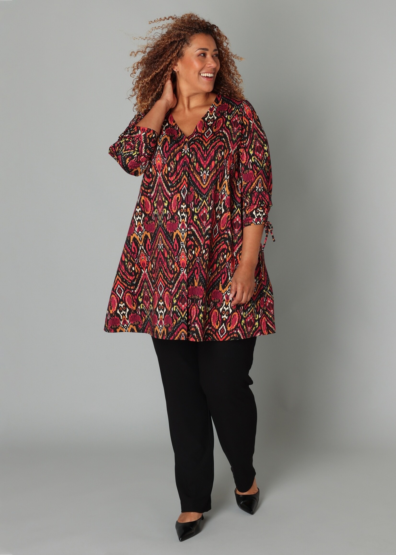 Colletta A-lijn Tuniek met V-hals en Verstelbare Lange Mouw