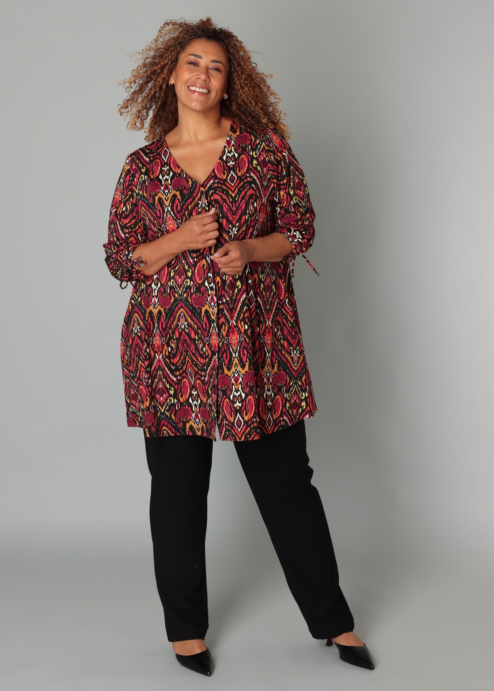 Colletta A-lijn Tuniek met V-hals en Verstelbare Lange Mouw