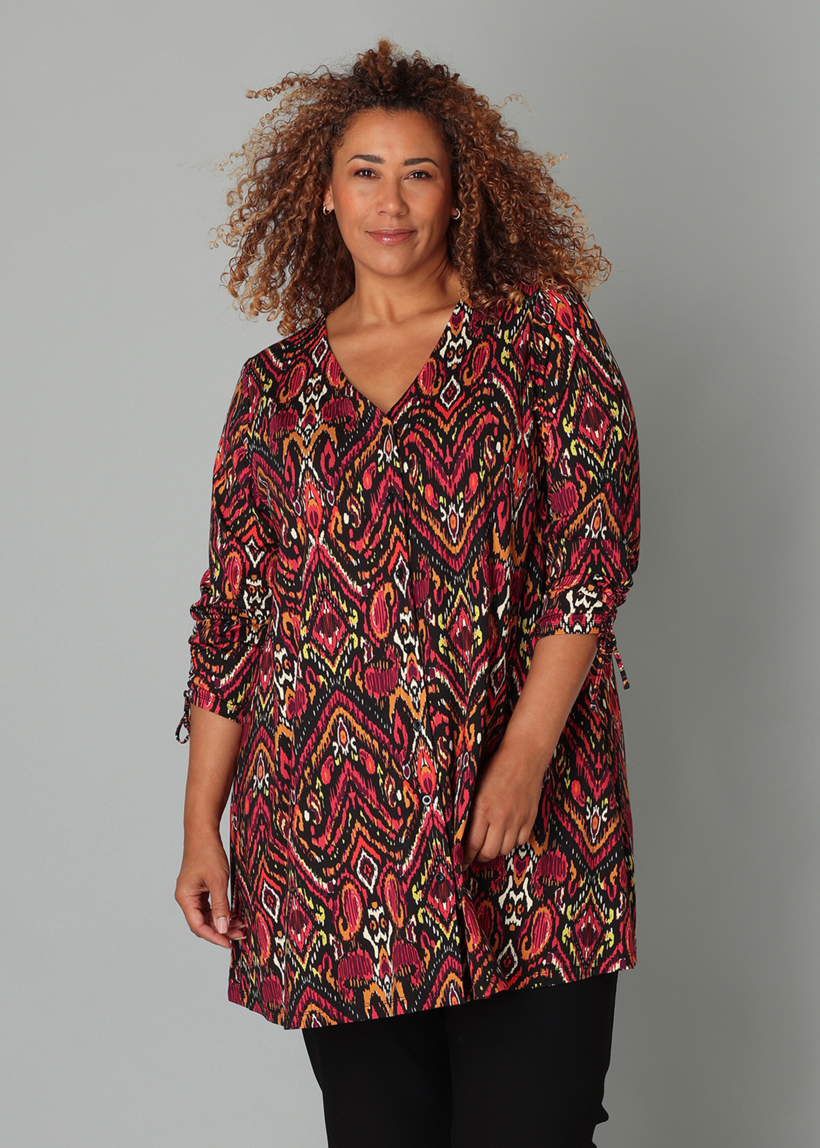 Colletta A-lijn Tuniek met V-hals en Verstelbare Lange Mouw