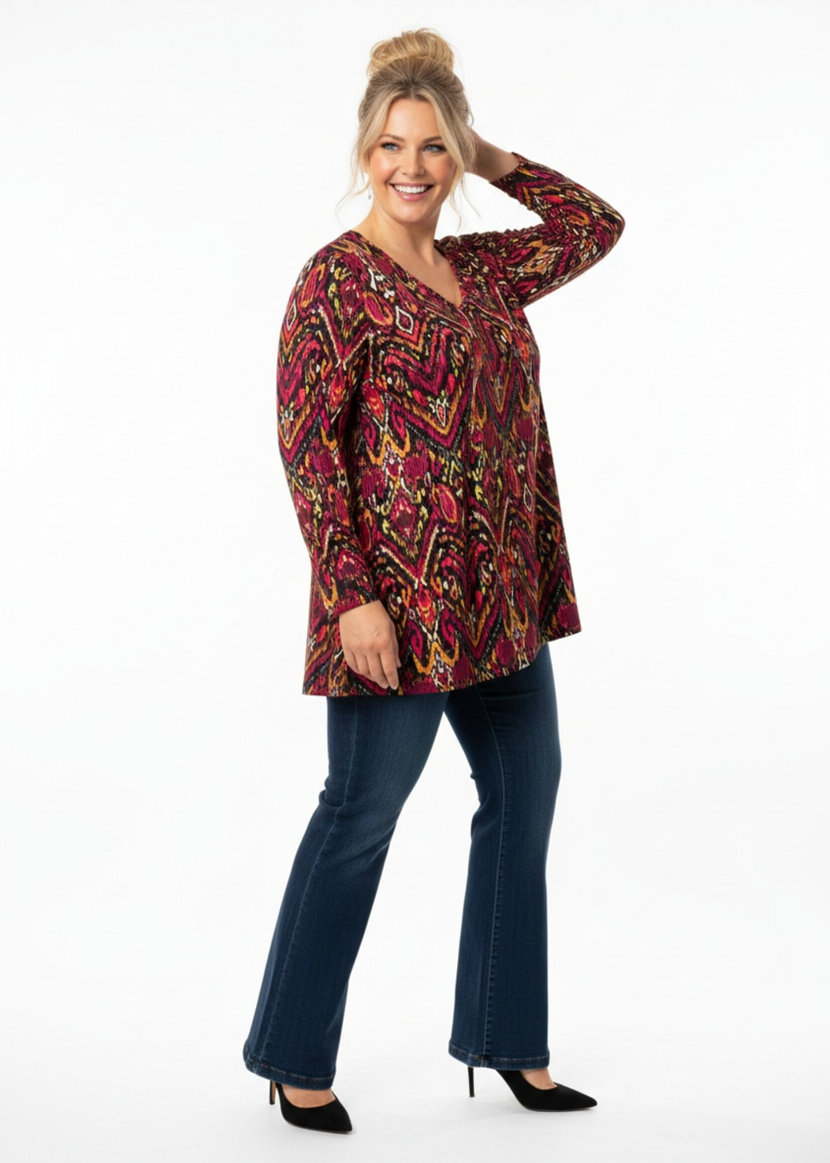 Colletta A-lijn Tuniek met ¾ Mouw en Flatterende Pasvorm