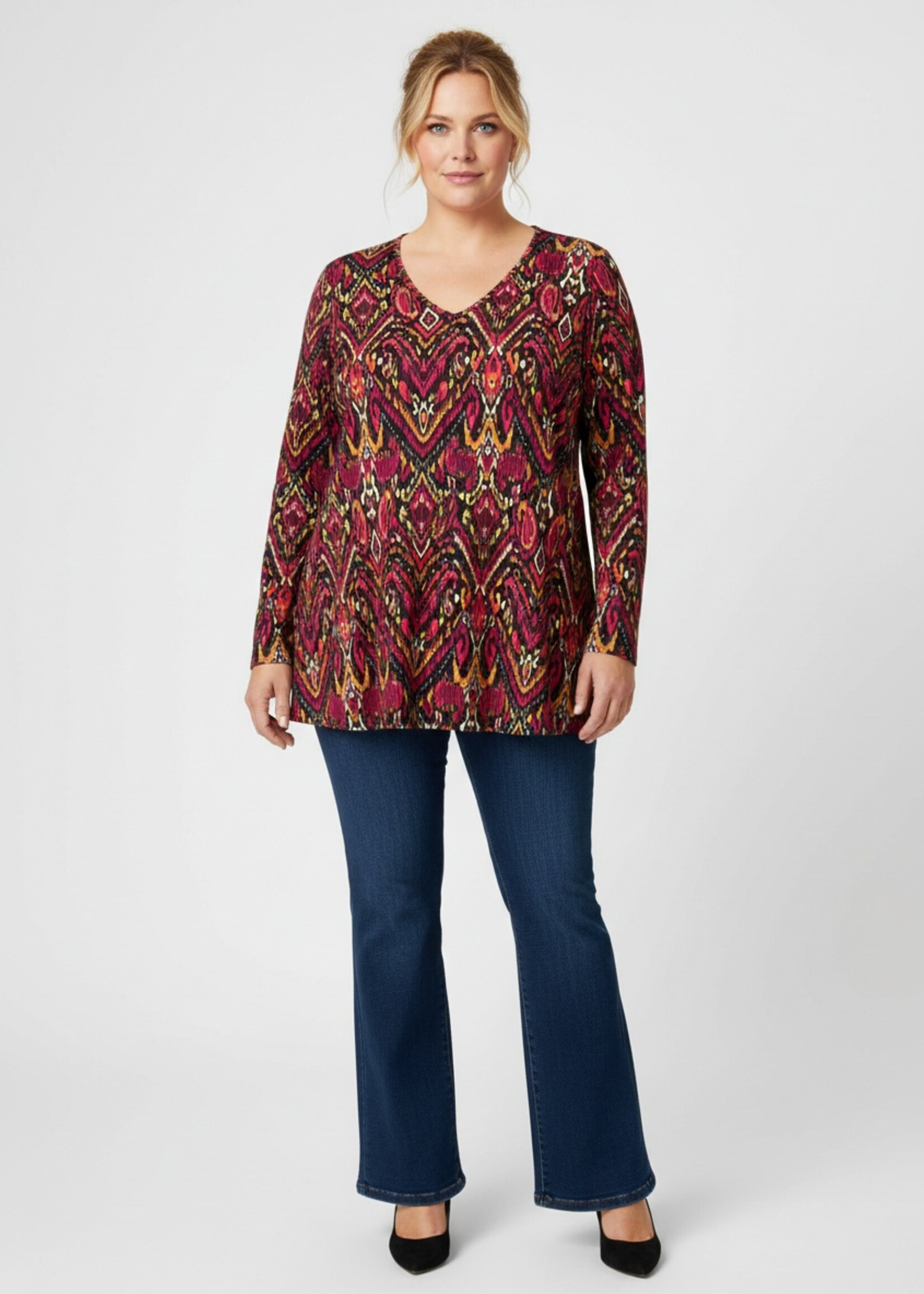 Colletta A-lijn Tuniek met ¾ Mouw en Flatterende Pasvorm