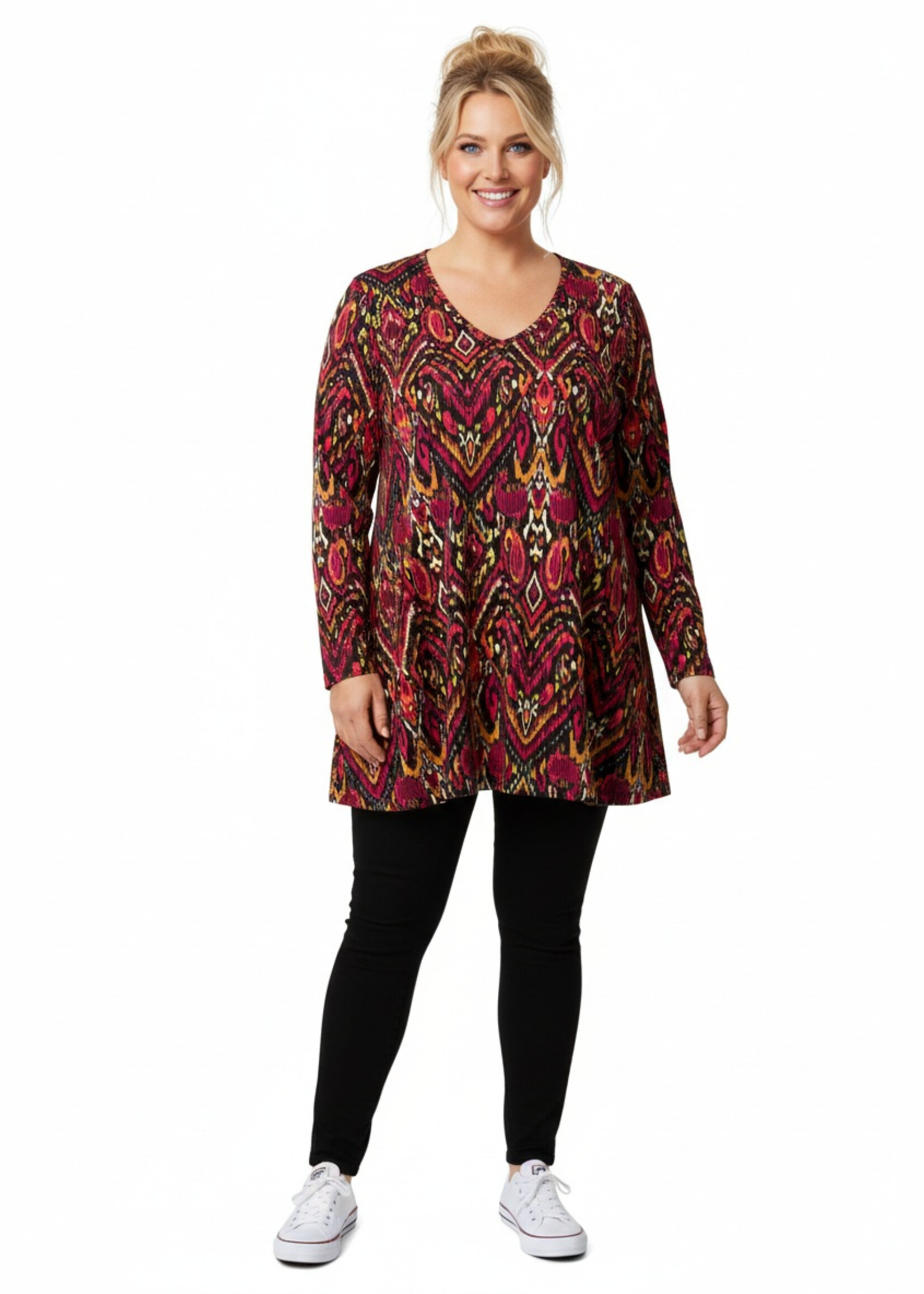 Colletta A-lijn Tuniek met V-hals en Verstelbare Lange Mouw