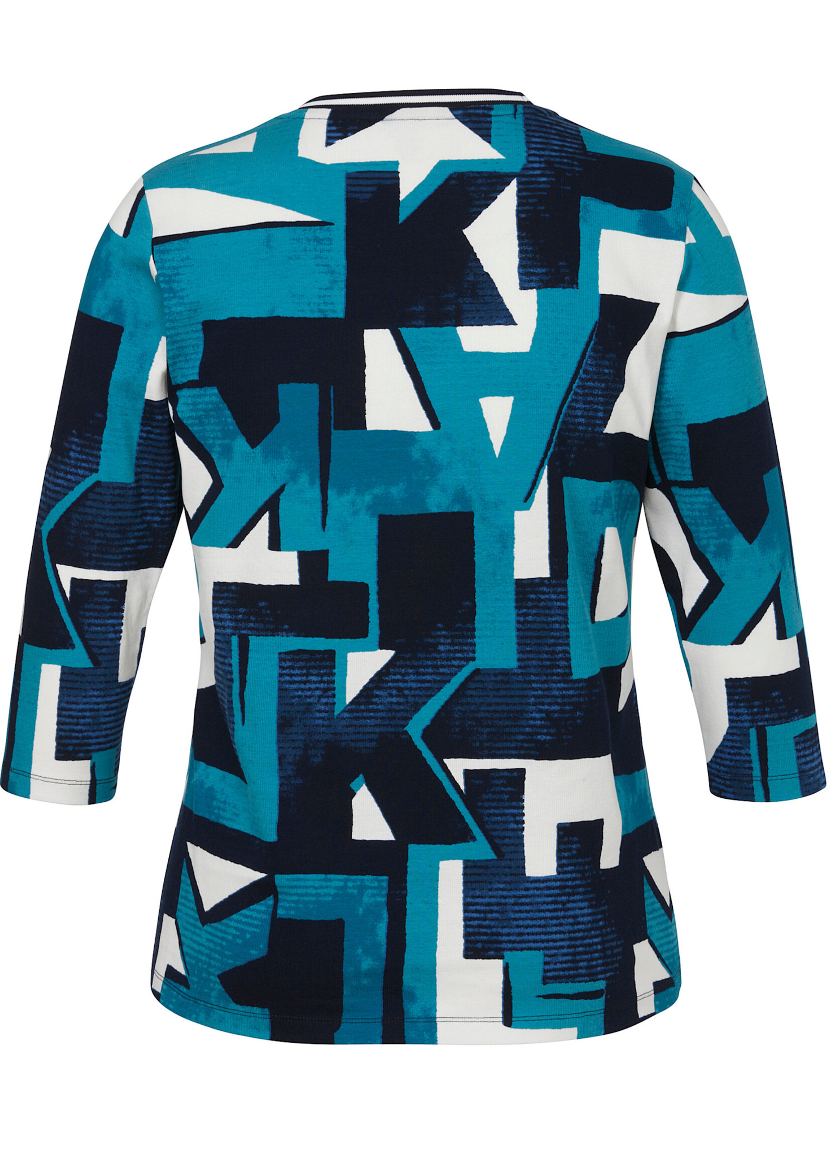 Via Appia Via Appia Due shirt in blauwtinten met sportieve halsafwerking