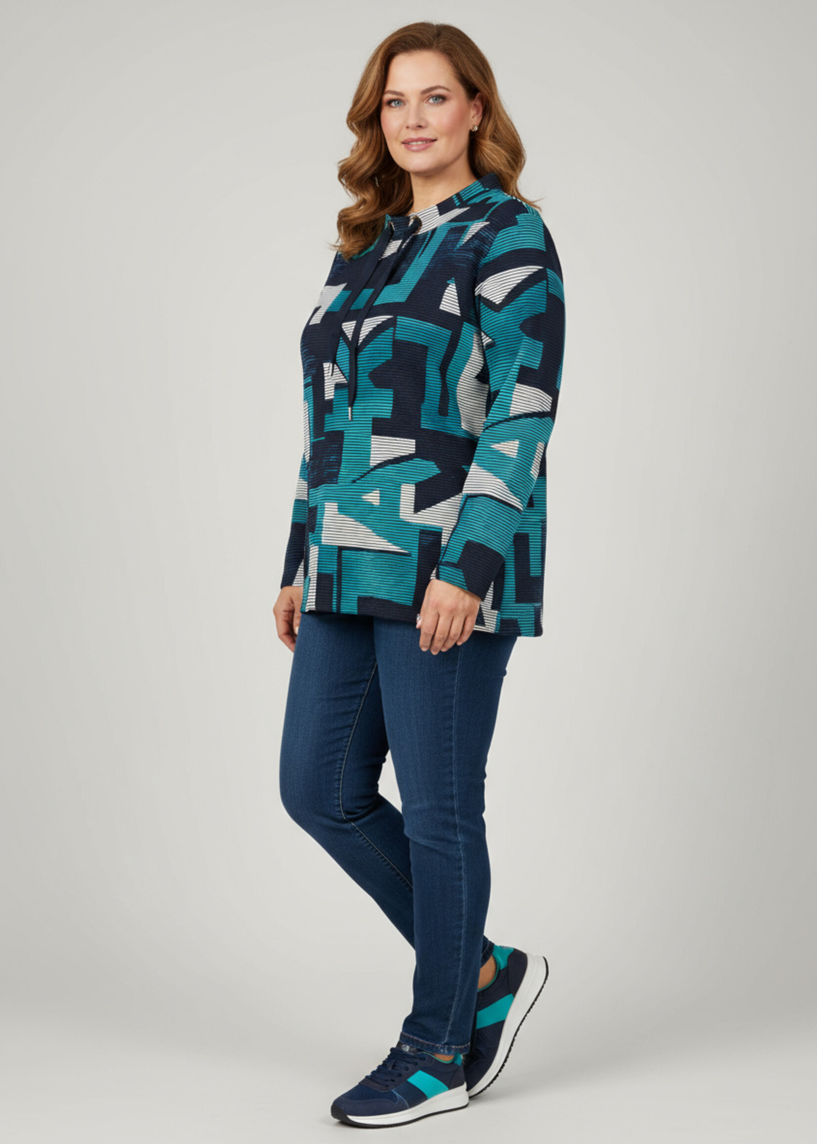 Via Appia Via Appia Due sweatshirt met grafische print in aqua en blauw