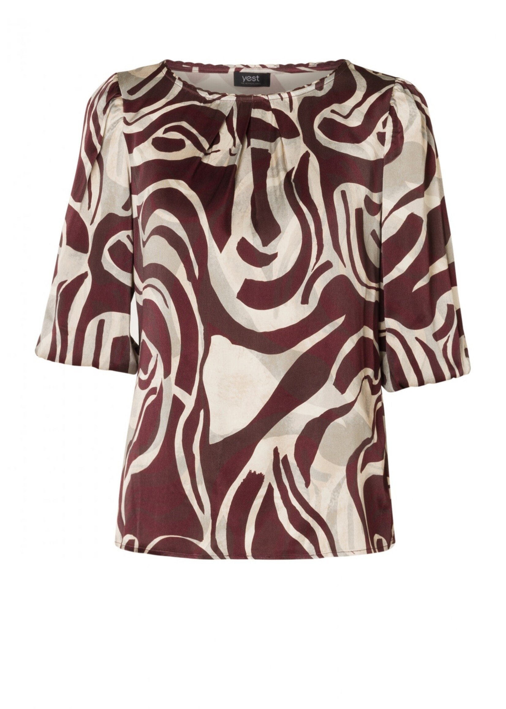 Yest Curve Blouse Galina met abstracte print – stijlvol statement (A005790)