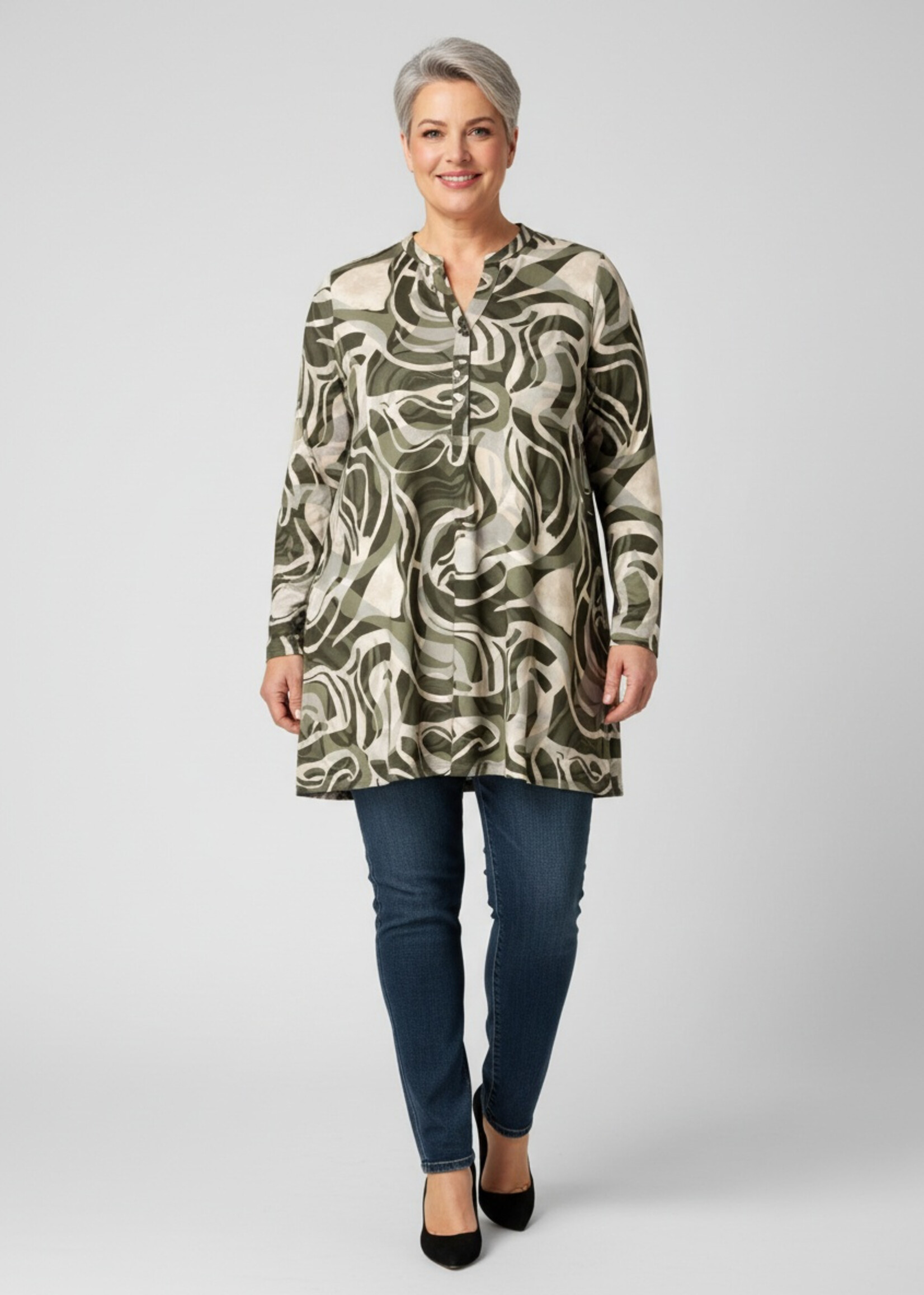 Yest Curve Yest Curve Tuniek in groen – stijlvol plus size design