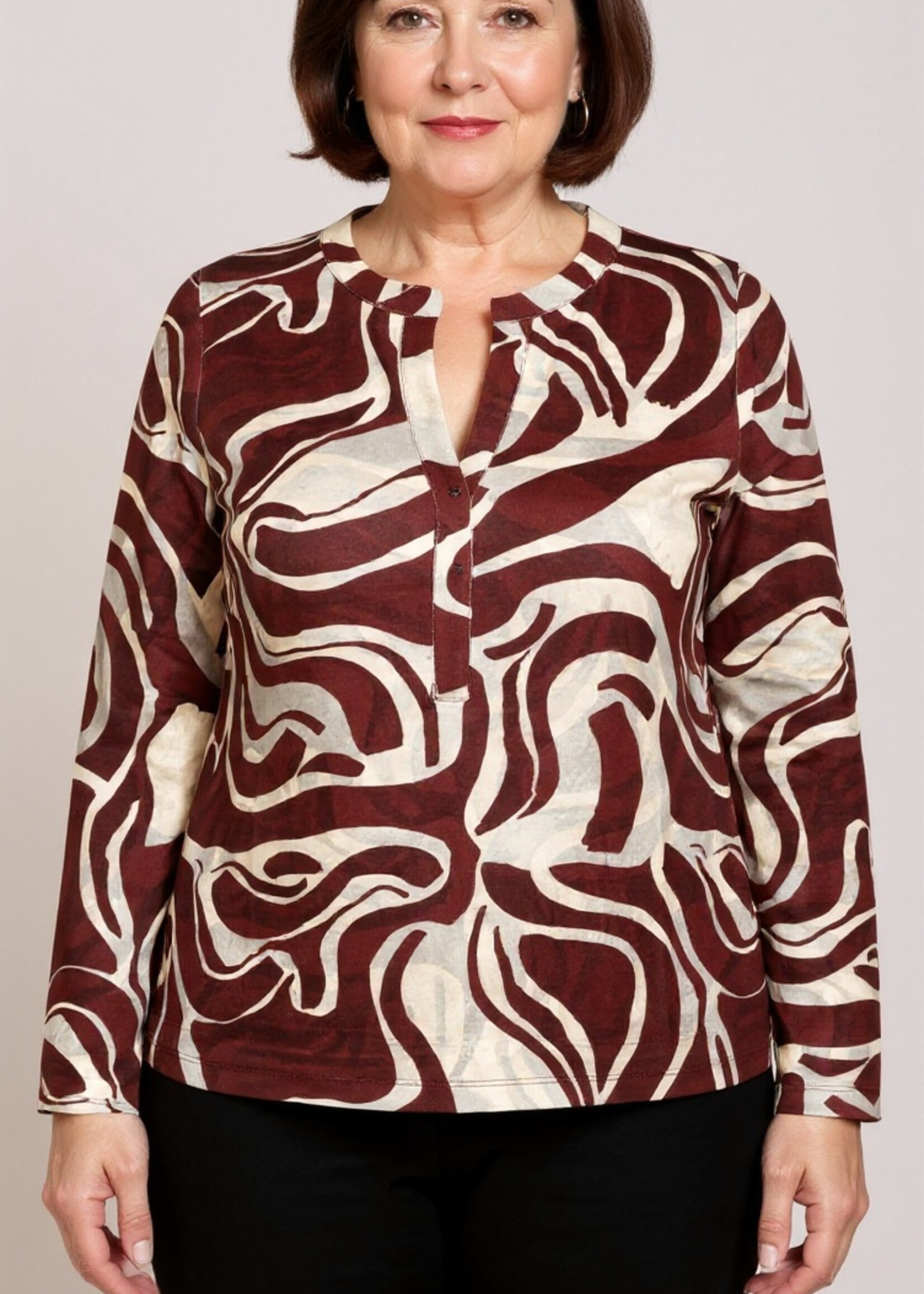 Yest Curve Yest Curve shirt in bordeaux – stijlvol plus size design