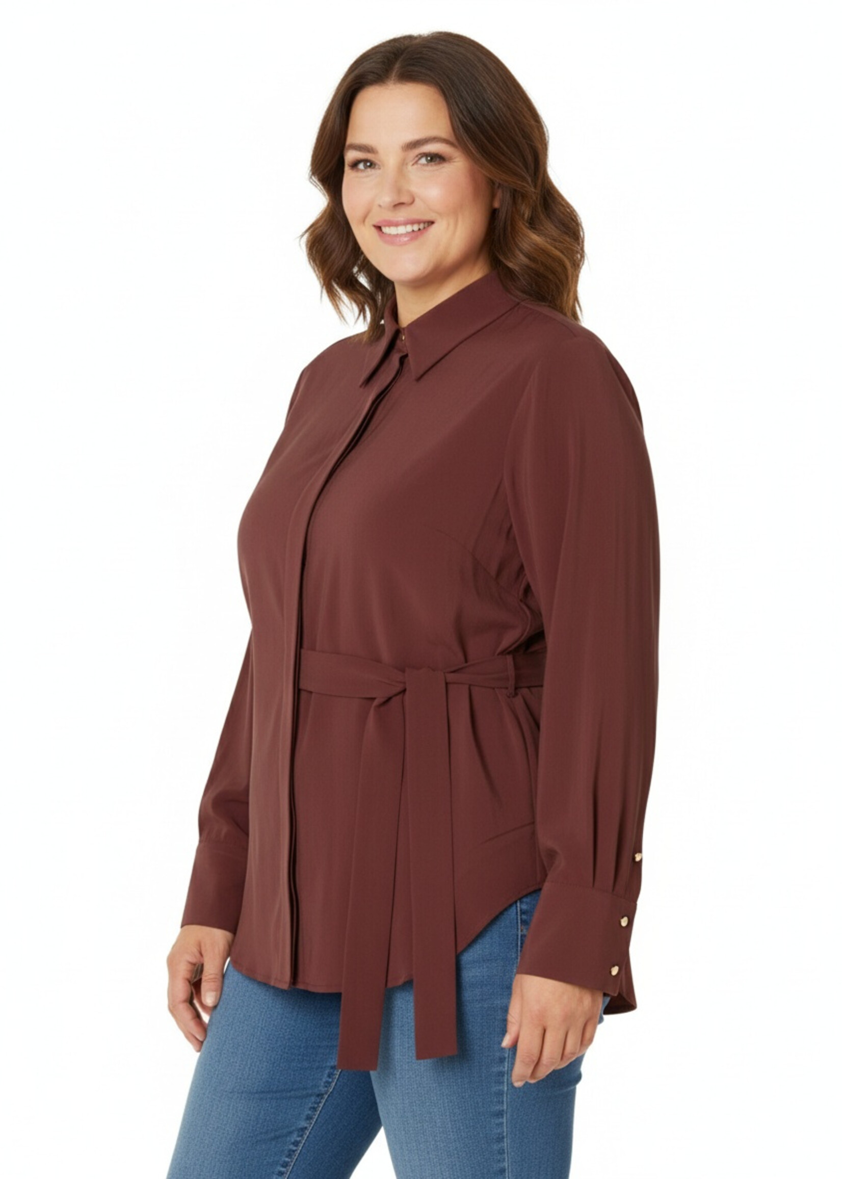 Yest Curve Blouse Giselle in bordeaux – elegant plus size design (A005783)