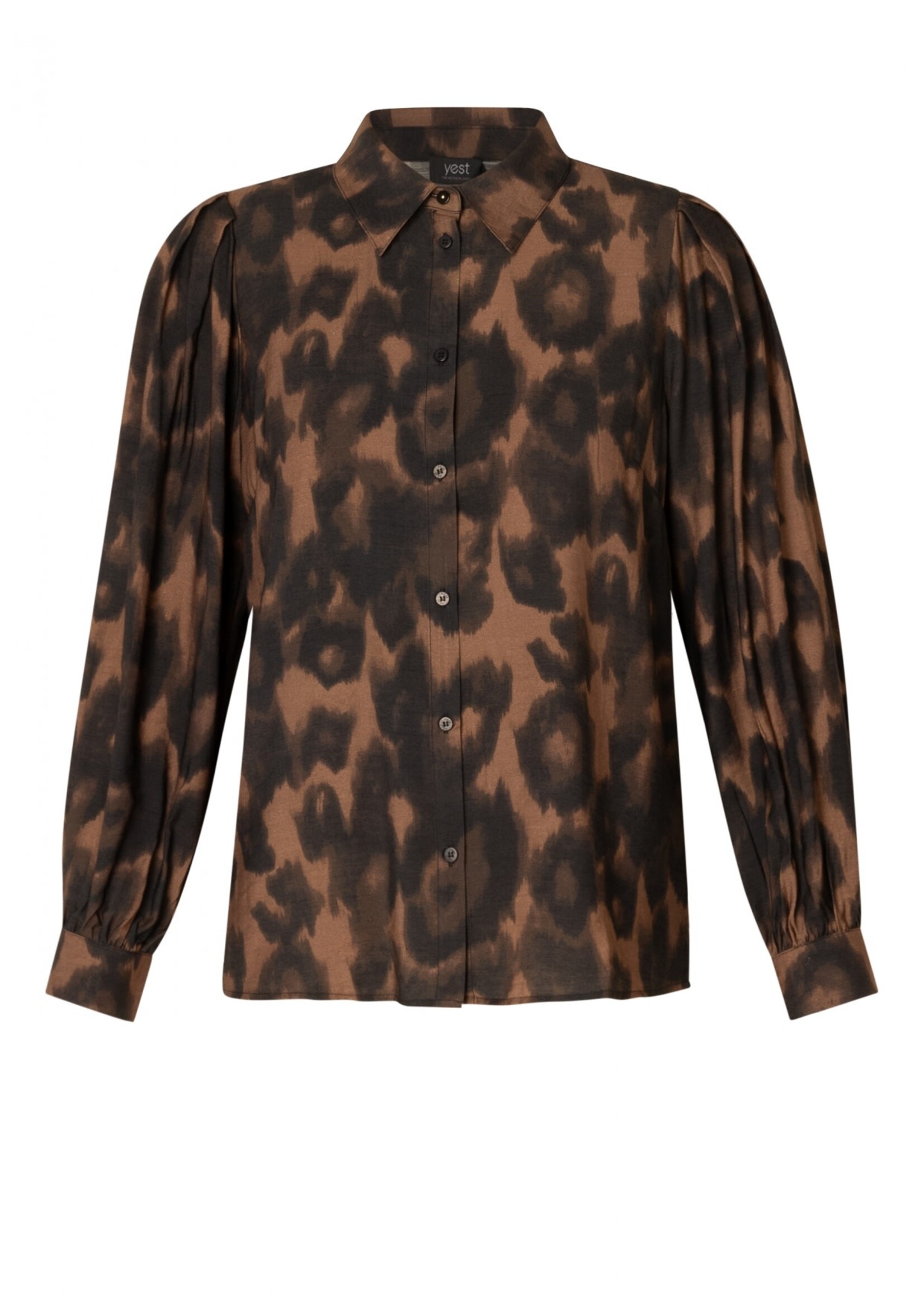 Yest Curve Yest Curve blouse Geraldine – najaarsprint in zwartbruin(A005792)