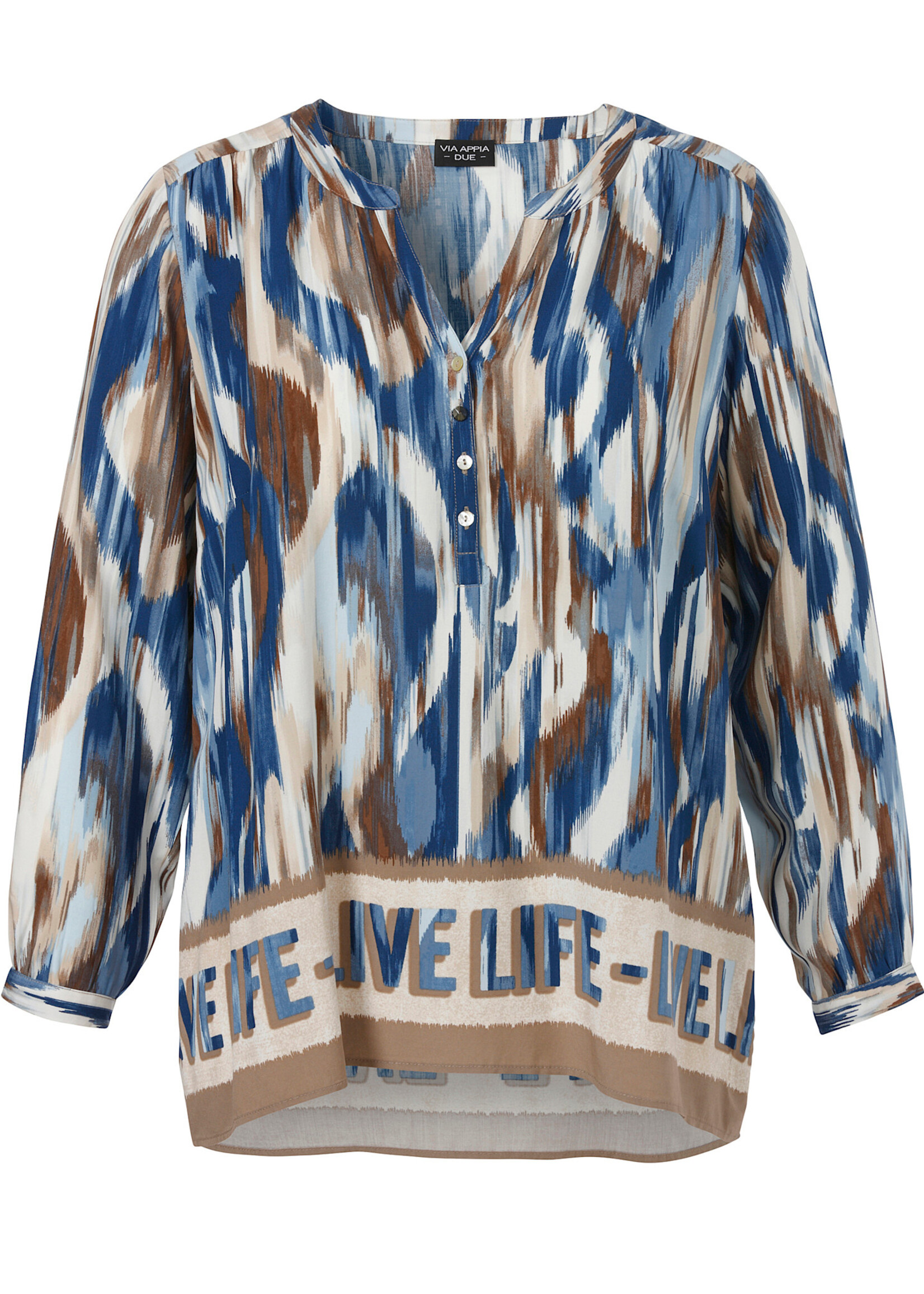 Via Appia Via Appia blouse – blauw/bruin print (2515901)