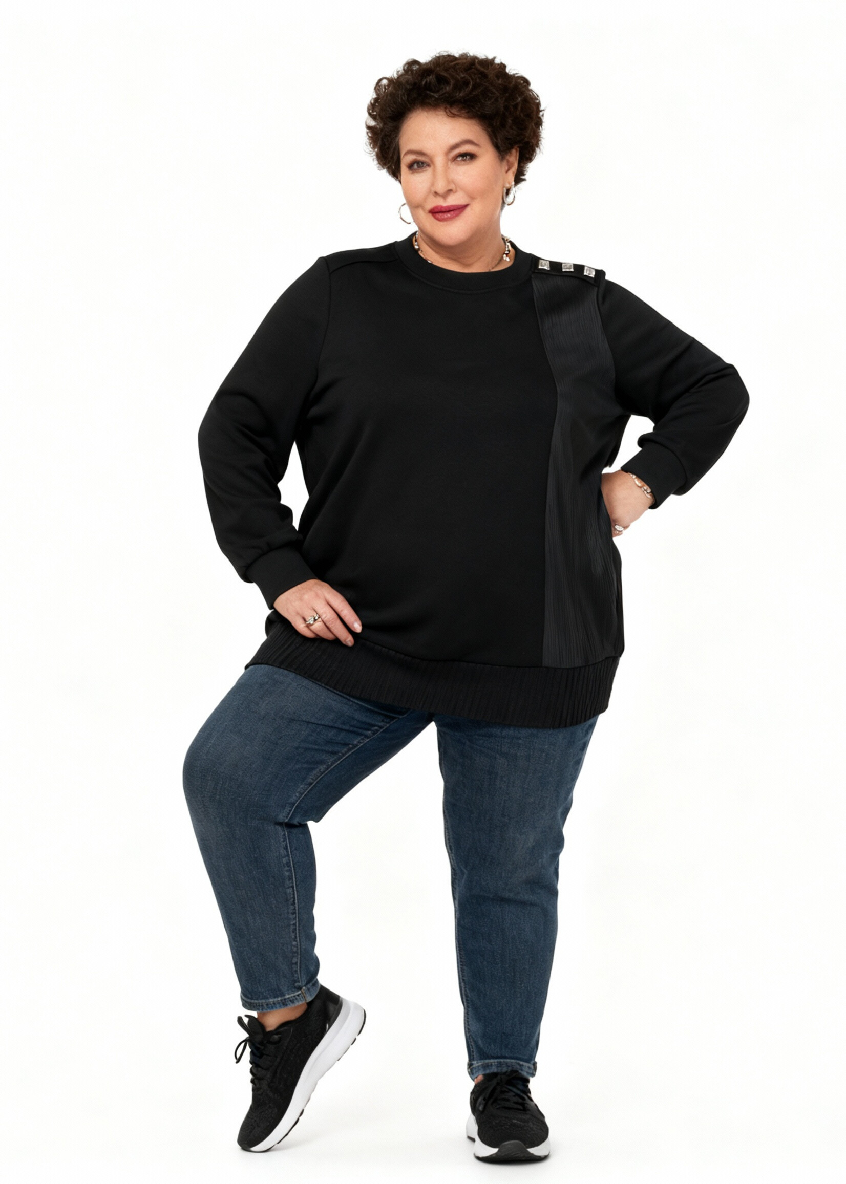 Frapp Frapp sweatshirt in zwart met glanzend detail – stijlvol en comfy