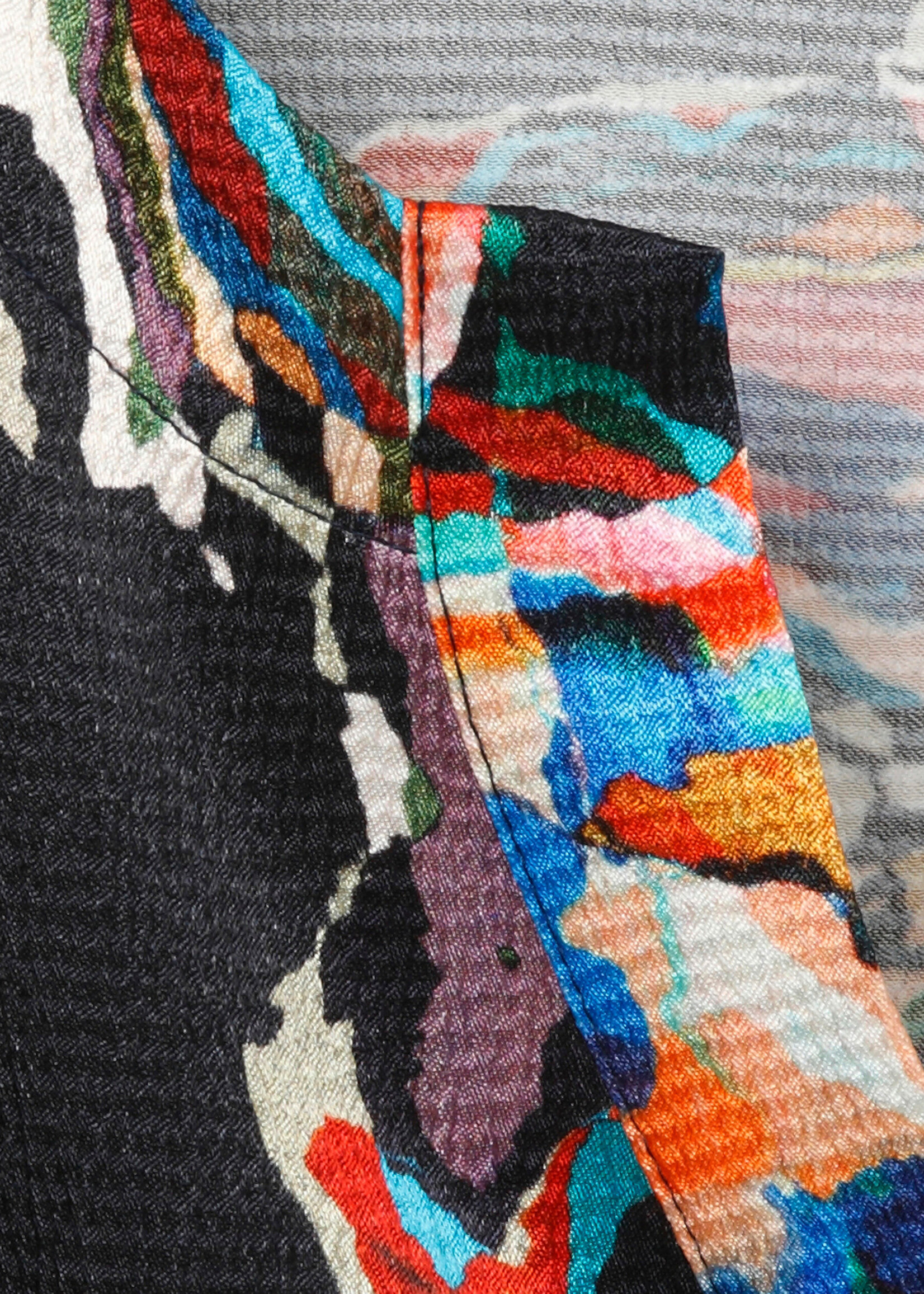 Frapp Via Appia blouse – diepblauw/zwart met kleurrijke print (2555698)