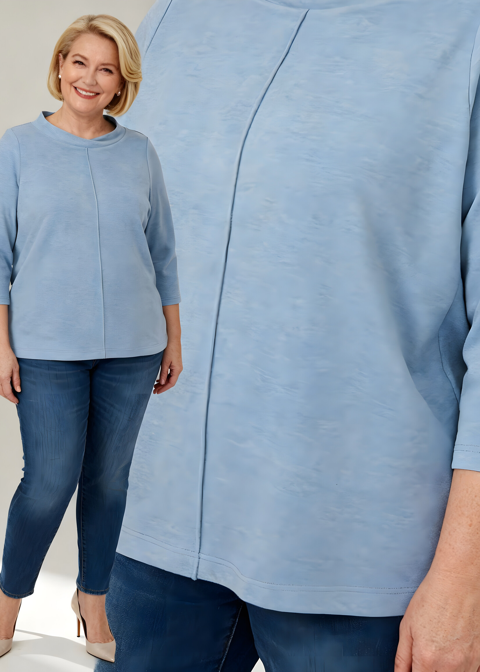 Via Appia Via Appia shirt – zachtblauw met detail aan de hals (2515765)