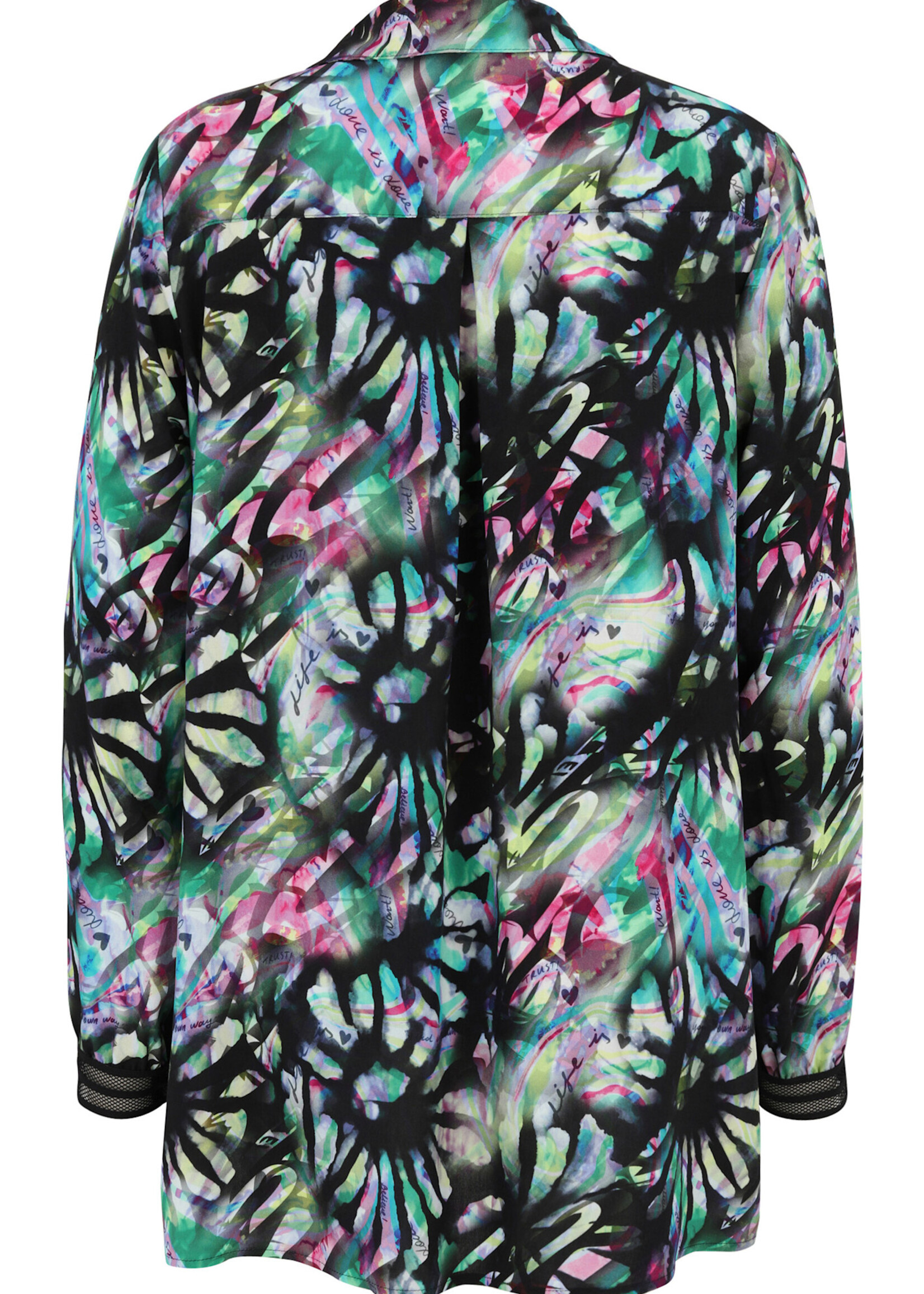 Doris Streich Doris Streich blouse – gestyleerde bloemenprint op zwarte basis