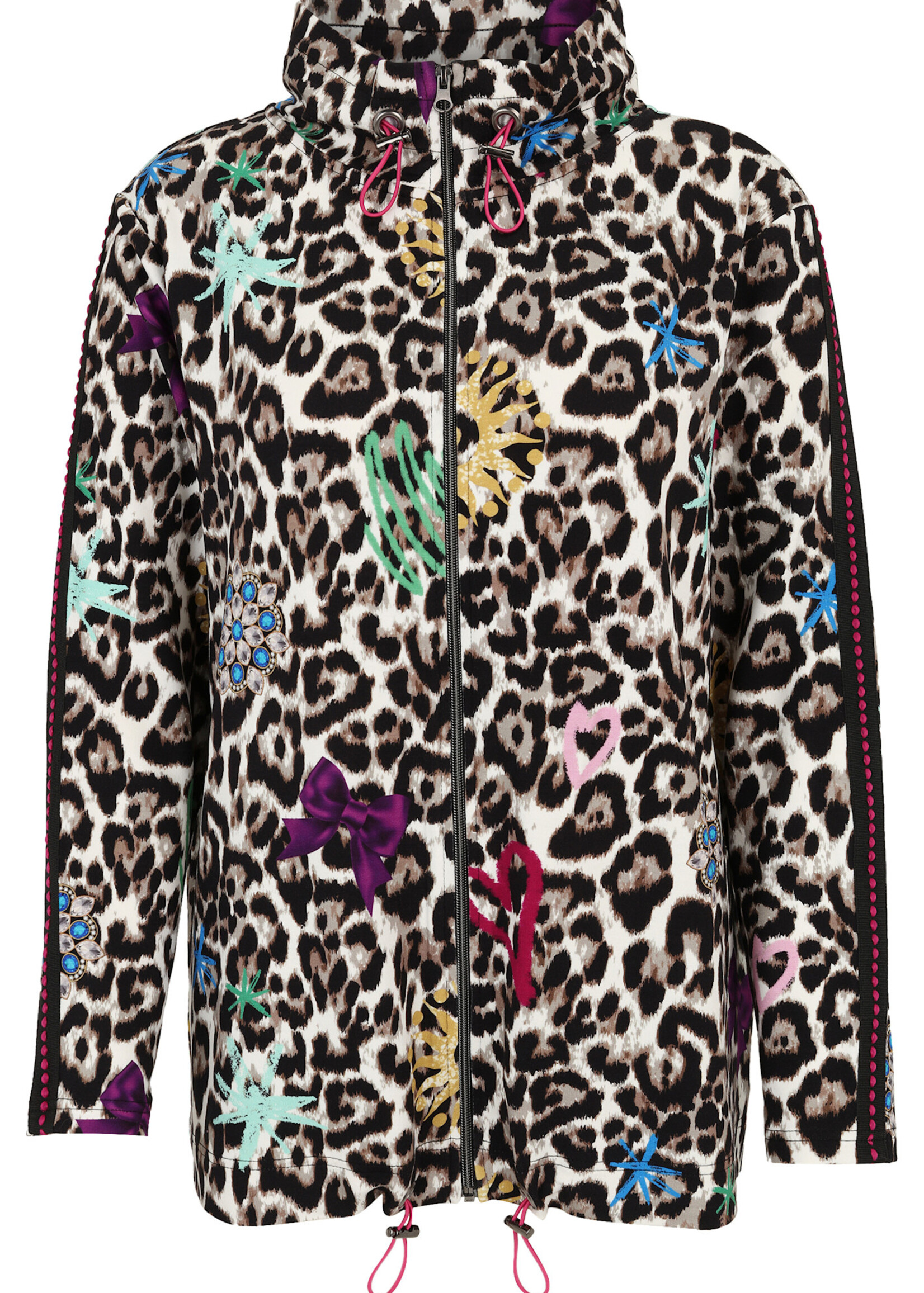 Doris Streich Statement jas met pantermotief en graffiti-details – modern & modieus