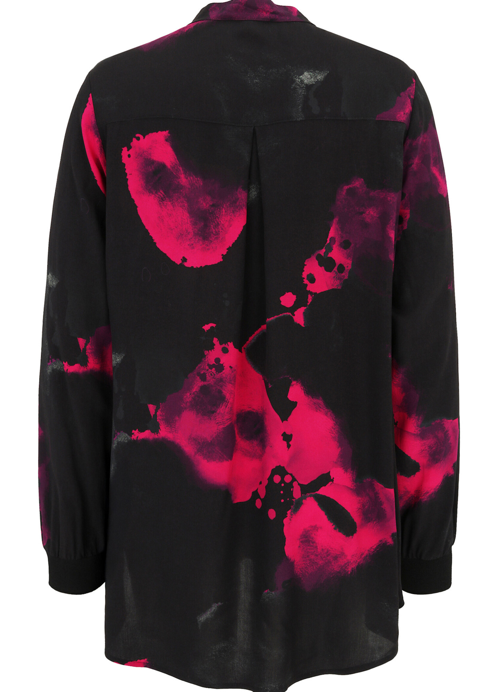 Doris Streich Doris Streich blouse – abstracte rode print op zwarte basis