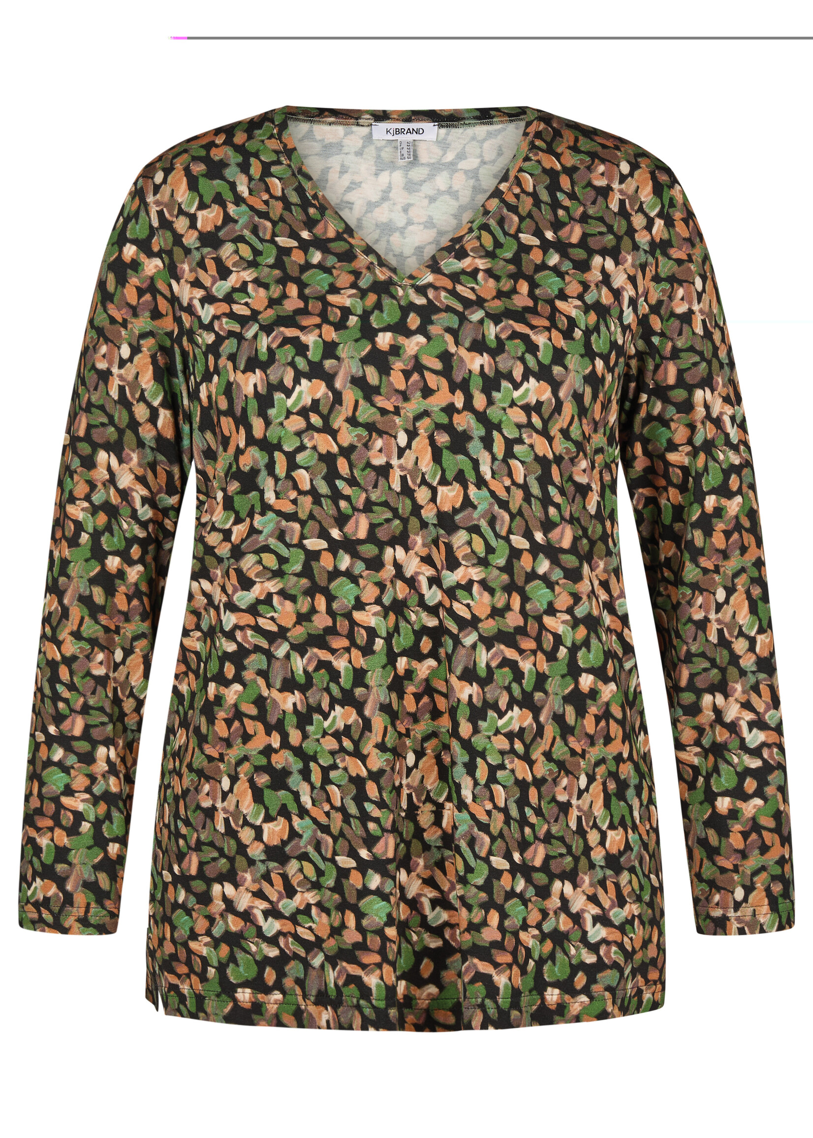 KJBrand KJBrand A-lijn t-shirt in groen en bruin tinten – stijlvol plus size design