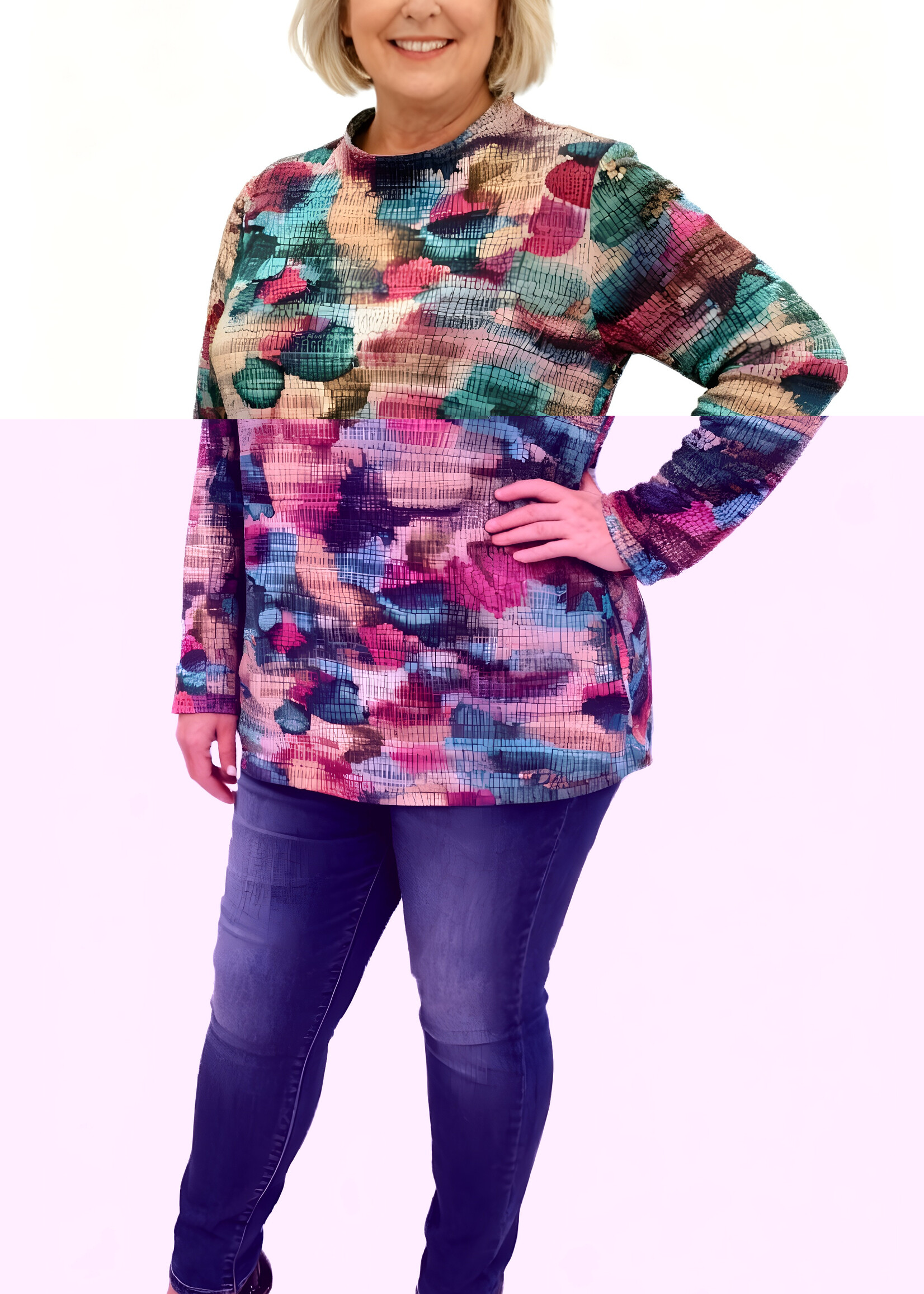 Mona Lisa Mona Lisa trui – stijlvolle viscosemix met zakken en opstaande kraag