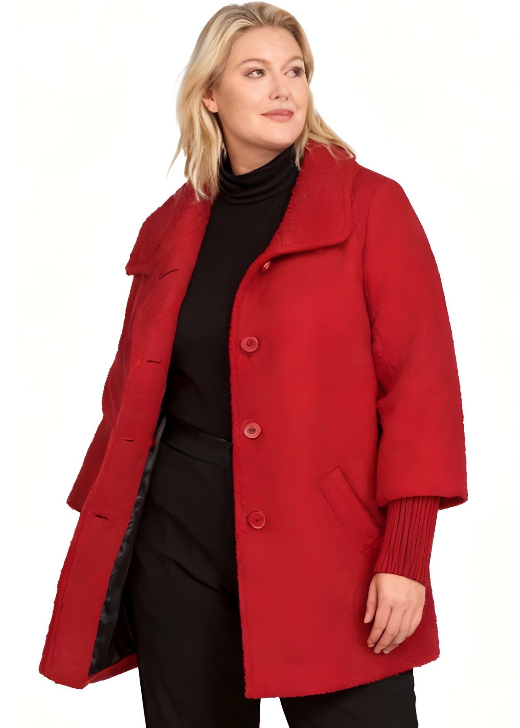 KJBrand KJBrand korte jas – warm, stijlvol en modieus in rood bouclé