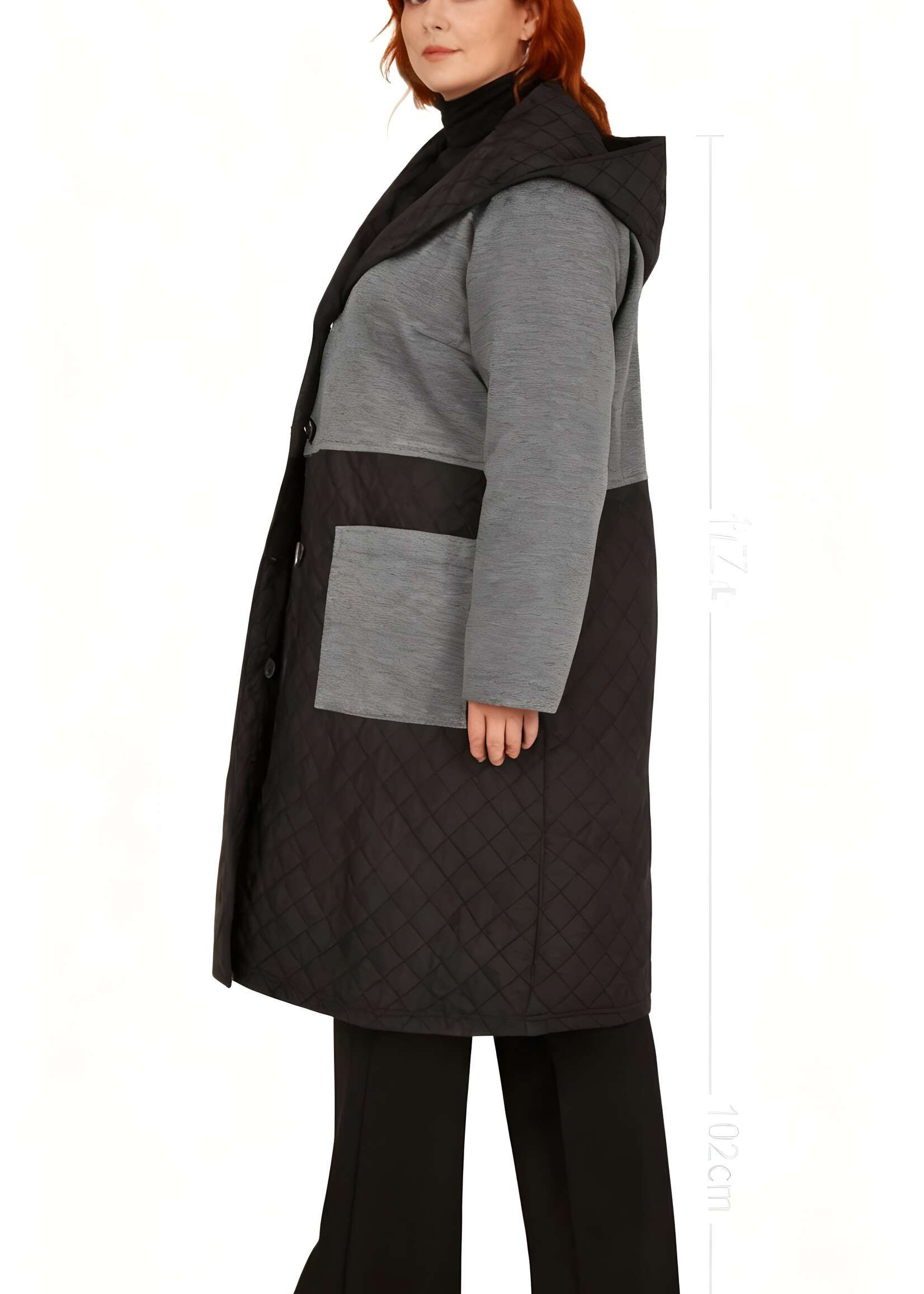 KJBrand KJBrand lange jas – stijlvolle mix van scuba jersey en gewatteerd design