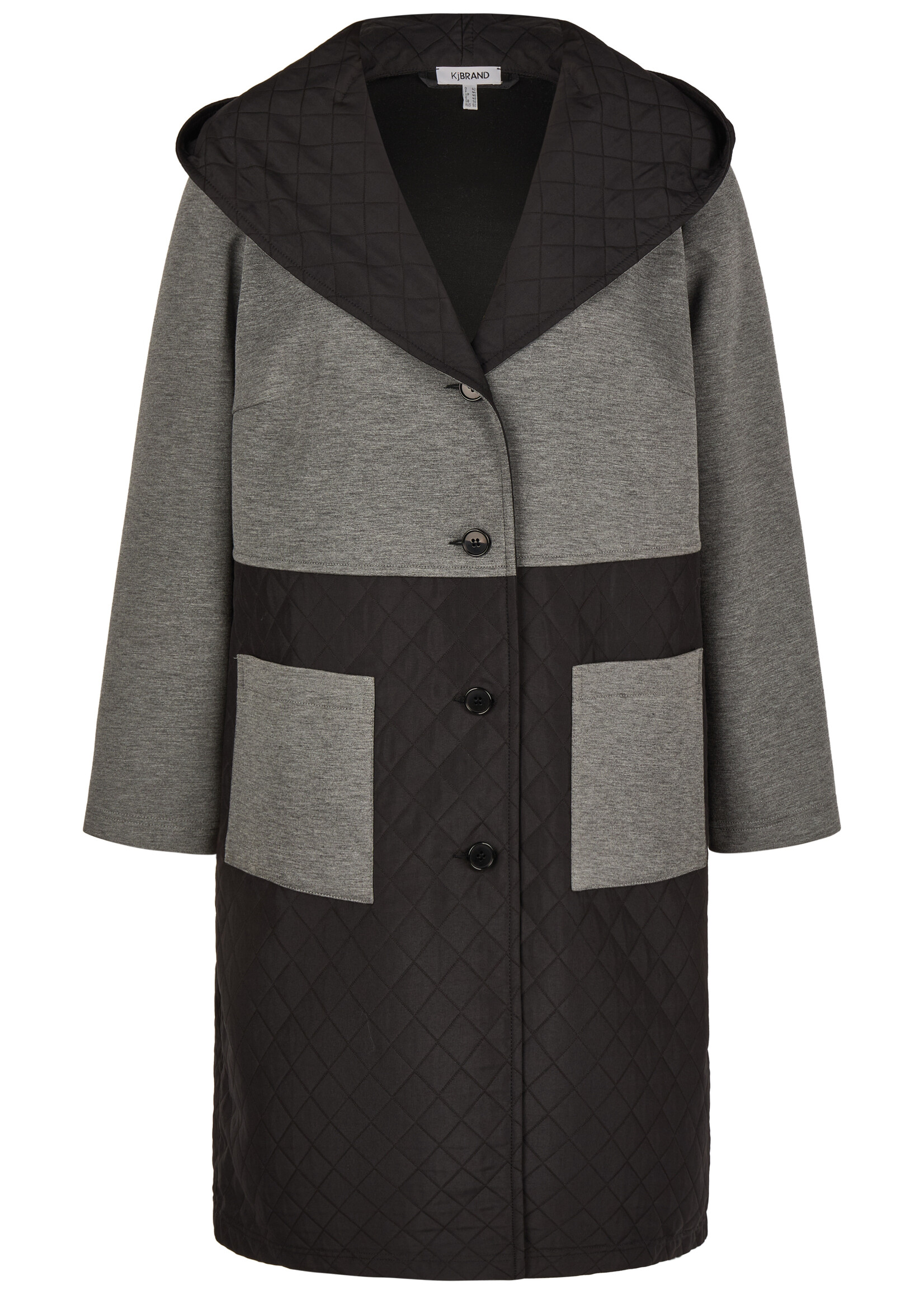 KJBrand KJBrand lange jas – stijlvolle mix van scuba jersey en gewatteerd design