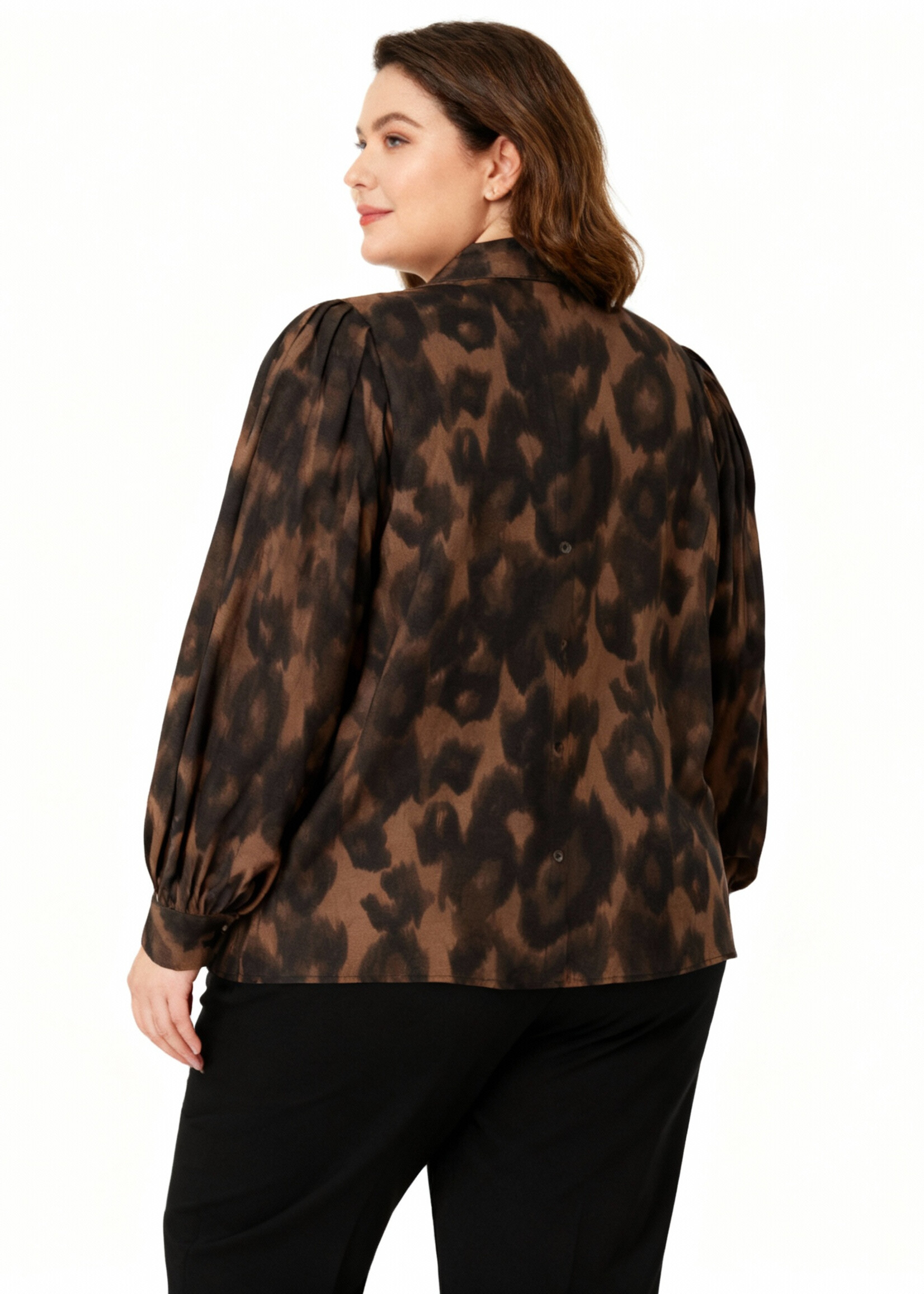 Yest Curve Yest Curve blouse Geraldine – najaarsprint in zwartbruin(A005792)