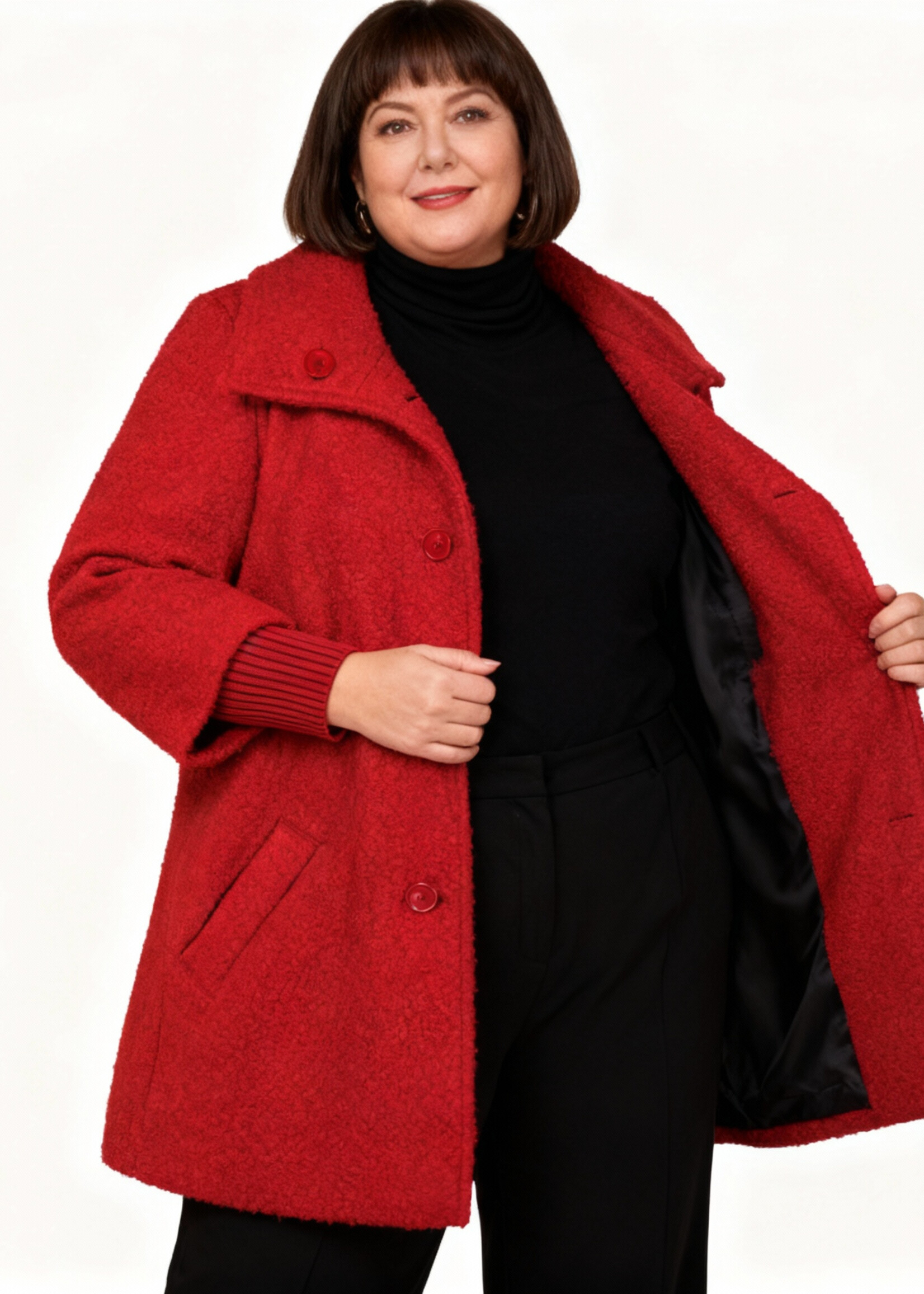 KJBrand KJBrand korte jas – warm, stijlvol en modieus in rood bouclé