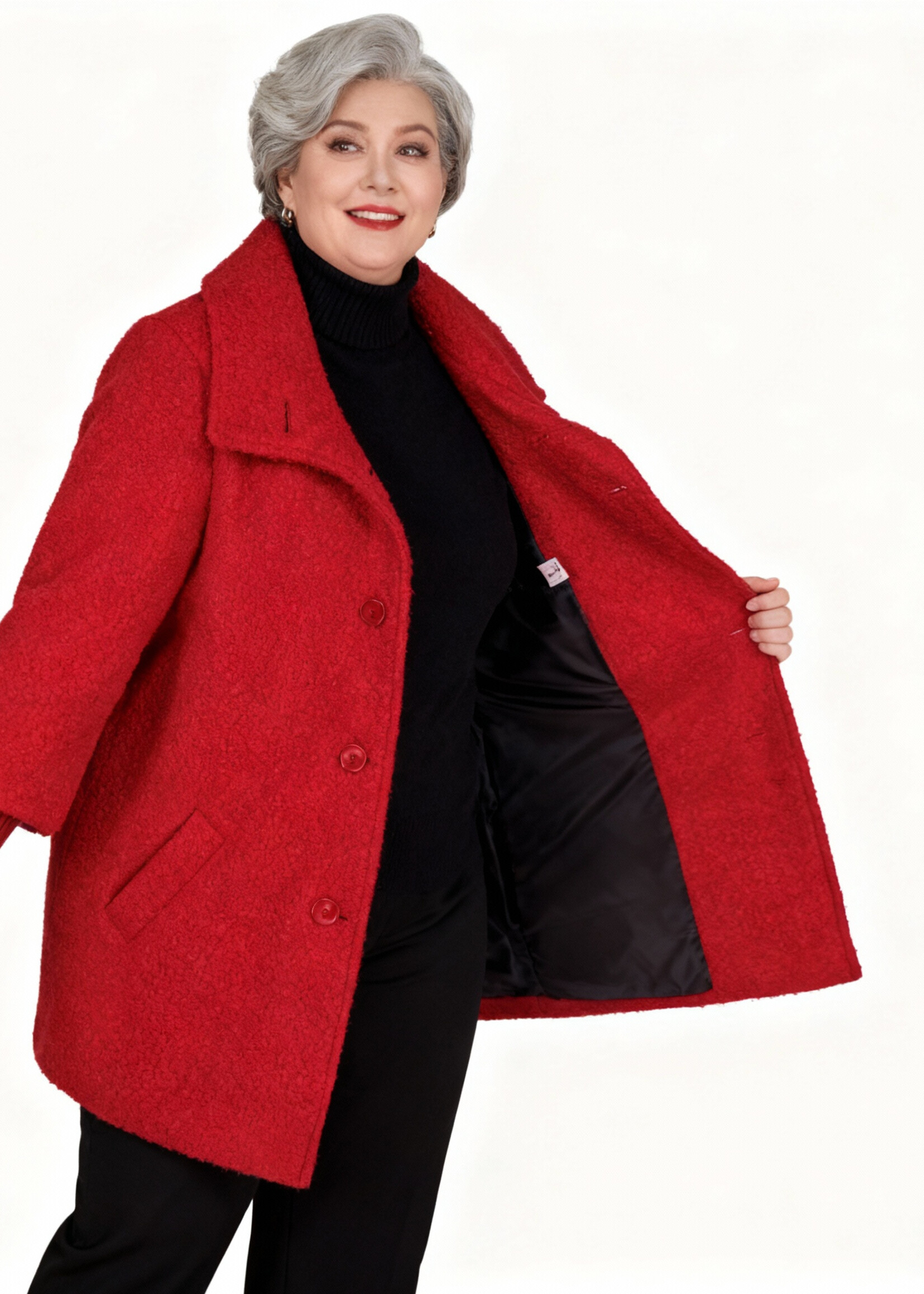 KJBrand KJBrand korte jas – warm, stijlvol en modieus in rood bouclé