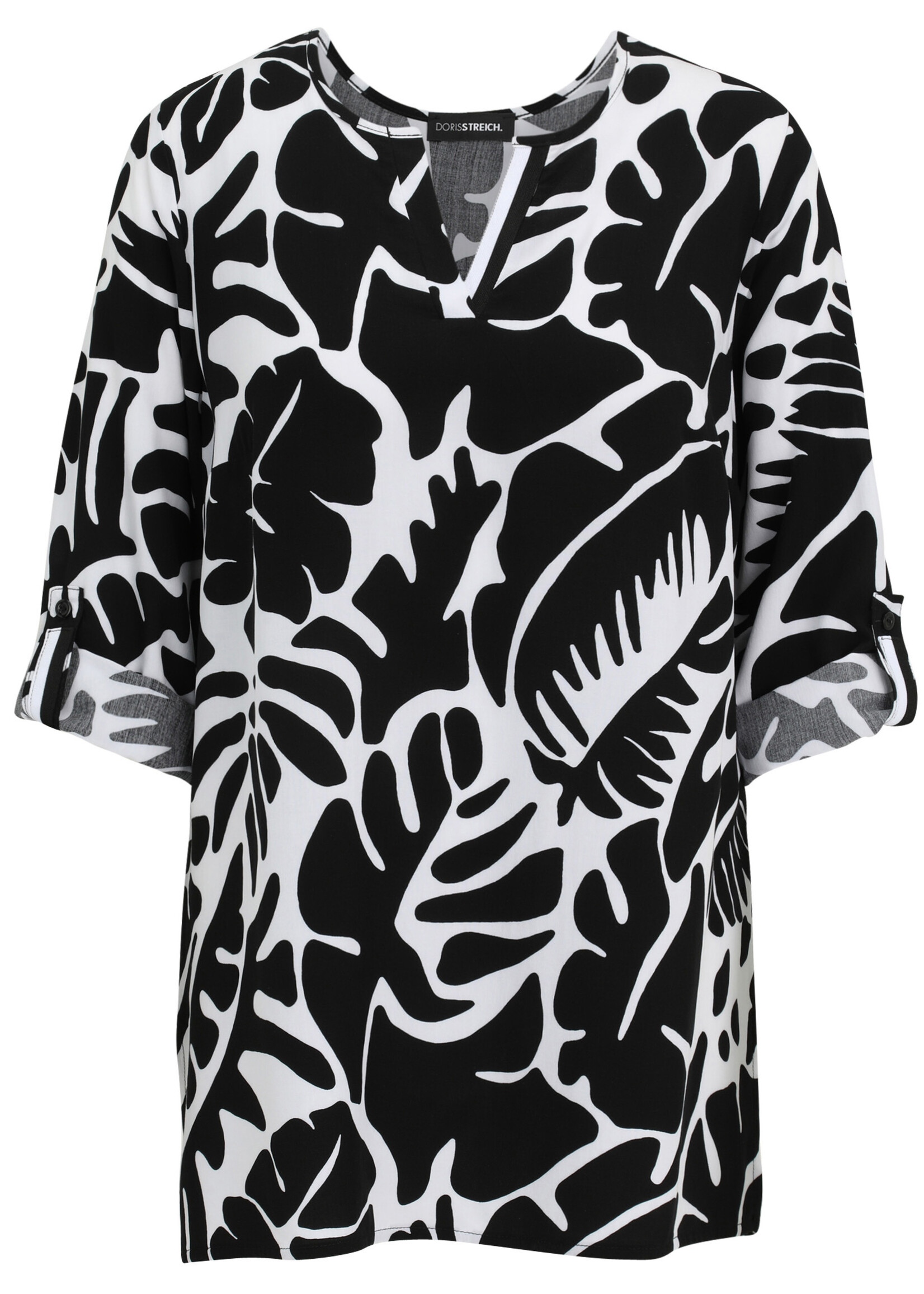Doris Streich Doris Streich blouse – zwart/wit grafische print, luchtig & stijlvol