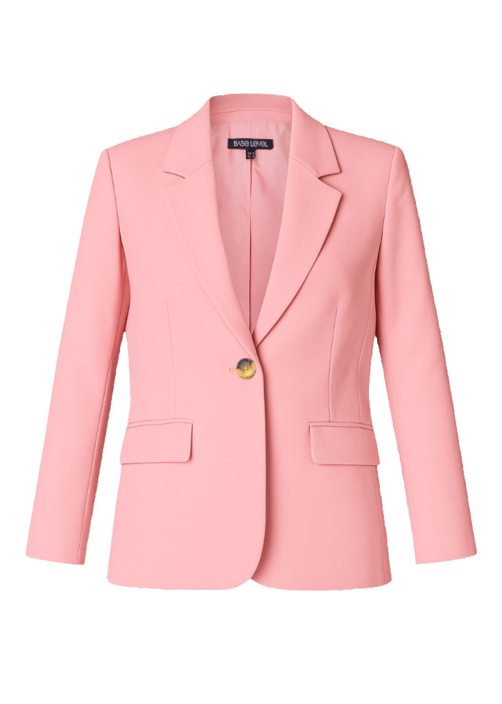 Base Level Curvy Blazer Yelena – zachtroze plus size blazer in comfortabele jersey