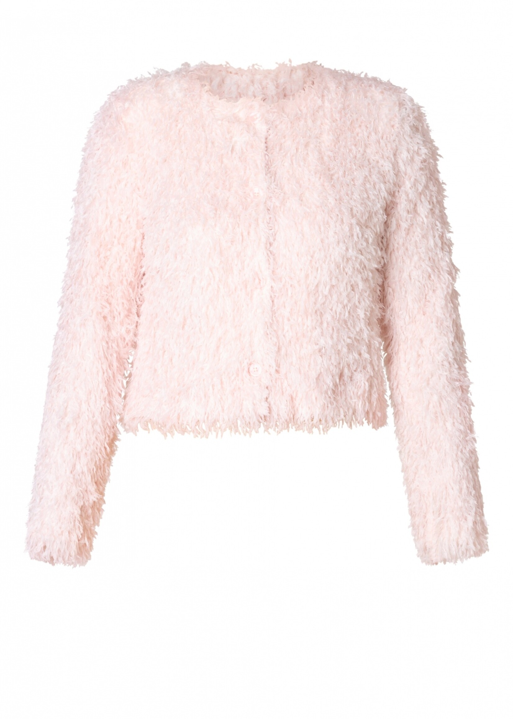 Yest Curve Vest Jovana Yest Curve A006255 – Fluffy roze jasje met zachte structuur en knoopsluiting