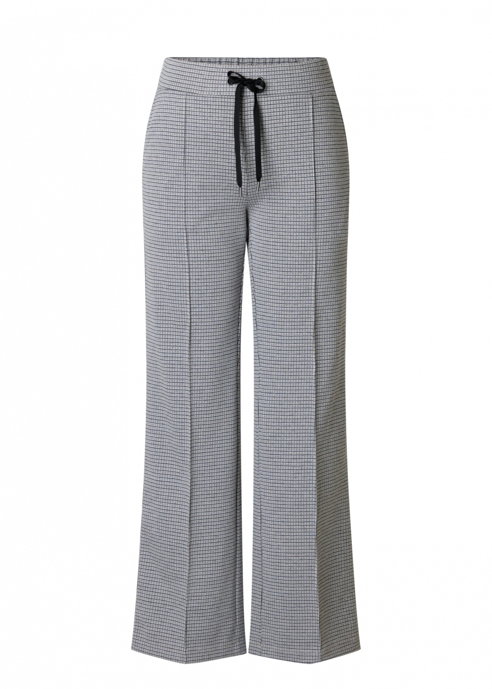 Yest Curve Broek Romana Essential Yest Curve – comfortabele jersey broek met flare pijp en ruitje (A006258)