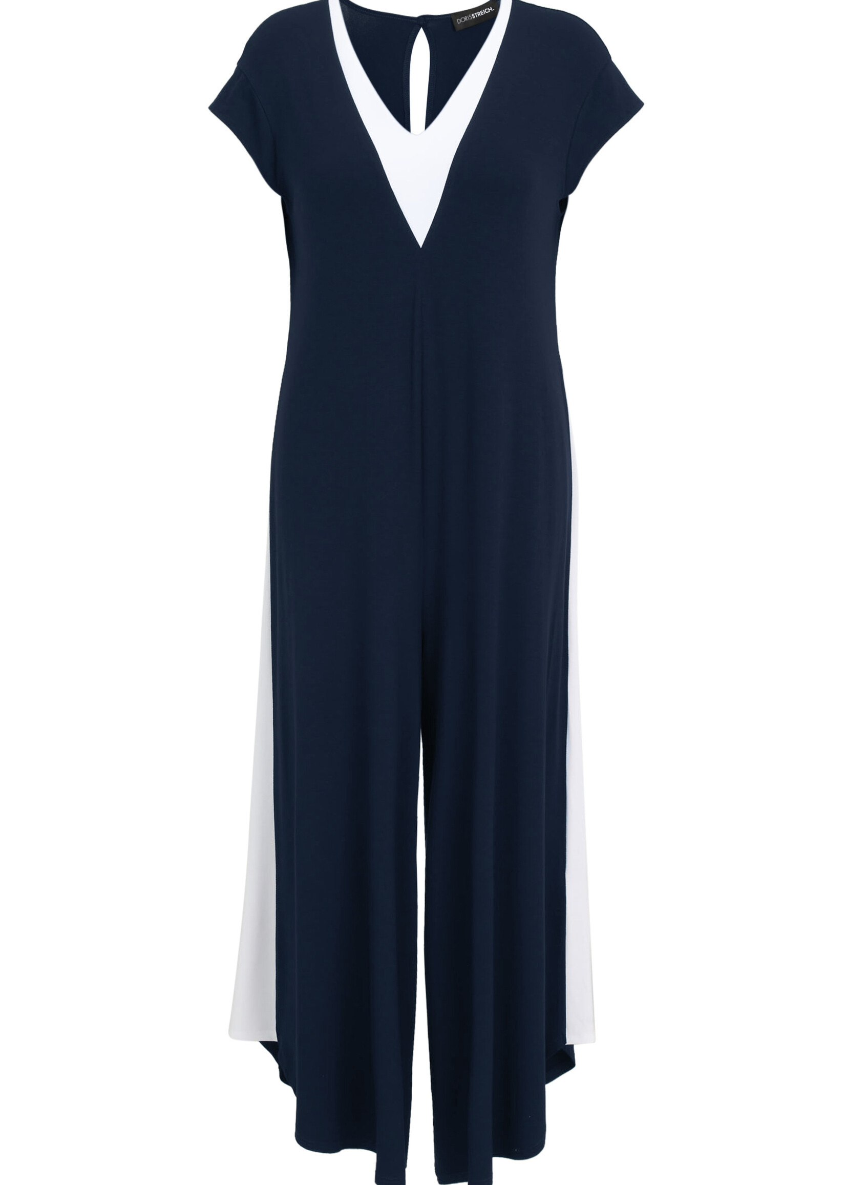 Doris Streich Doris Streich jumpsuit in marine met witte zijpanelen – elegant, slankmakend & feestelijk