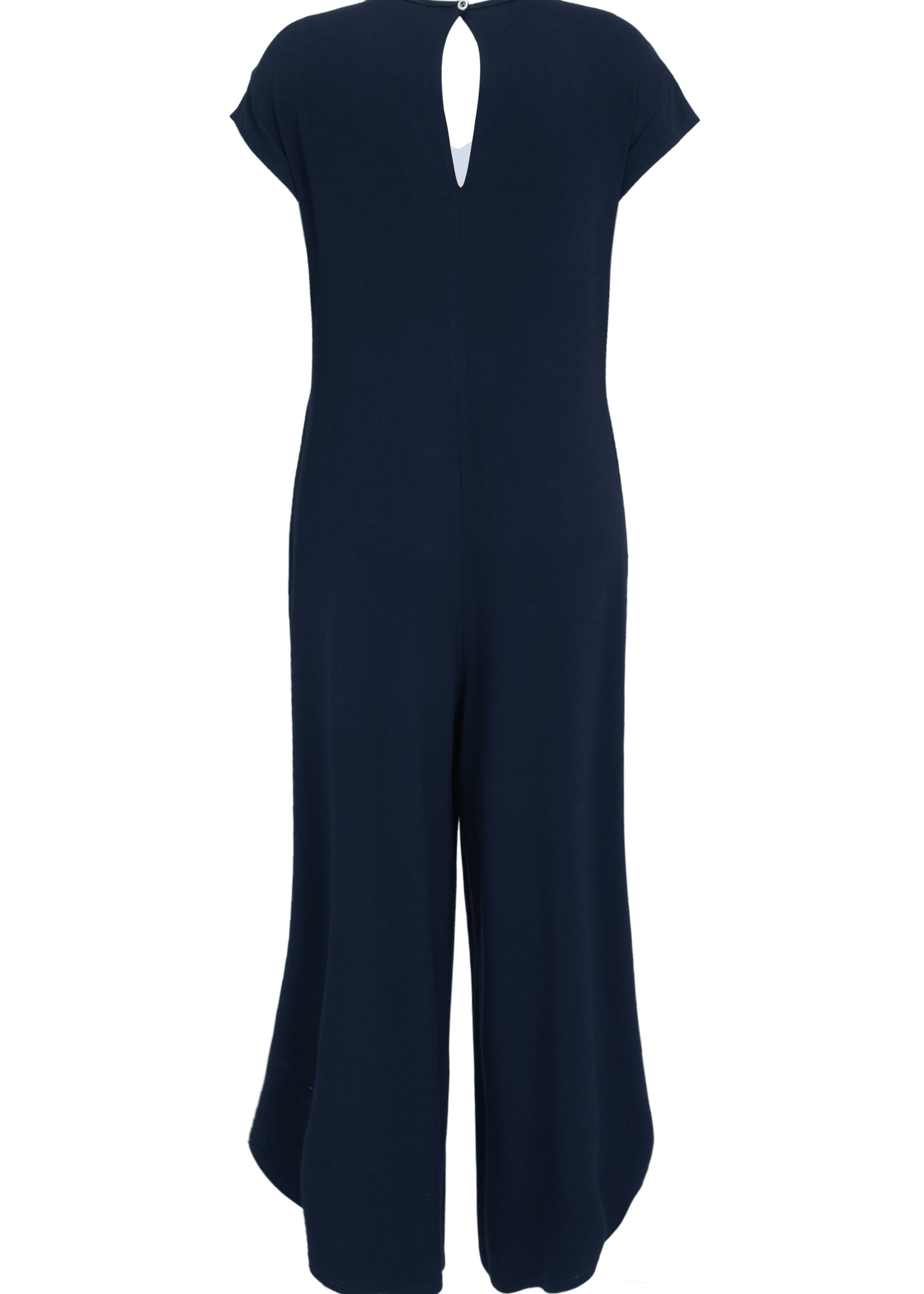 Doris Streich Doris Streich jumpsuit in marine met witte zijpanelen – elegant, slankmakend & feestelijk