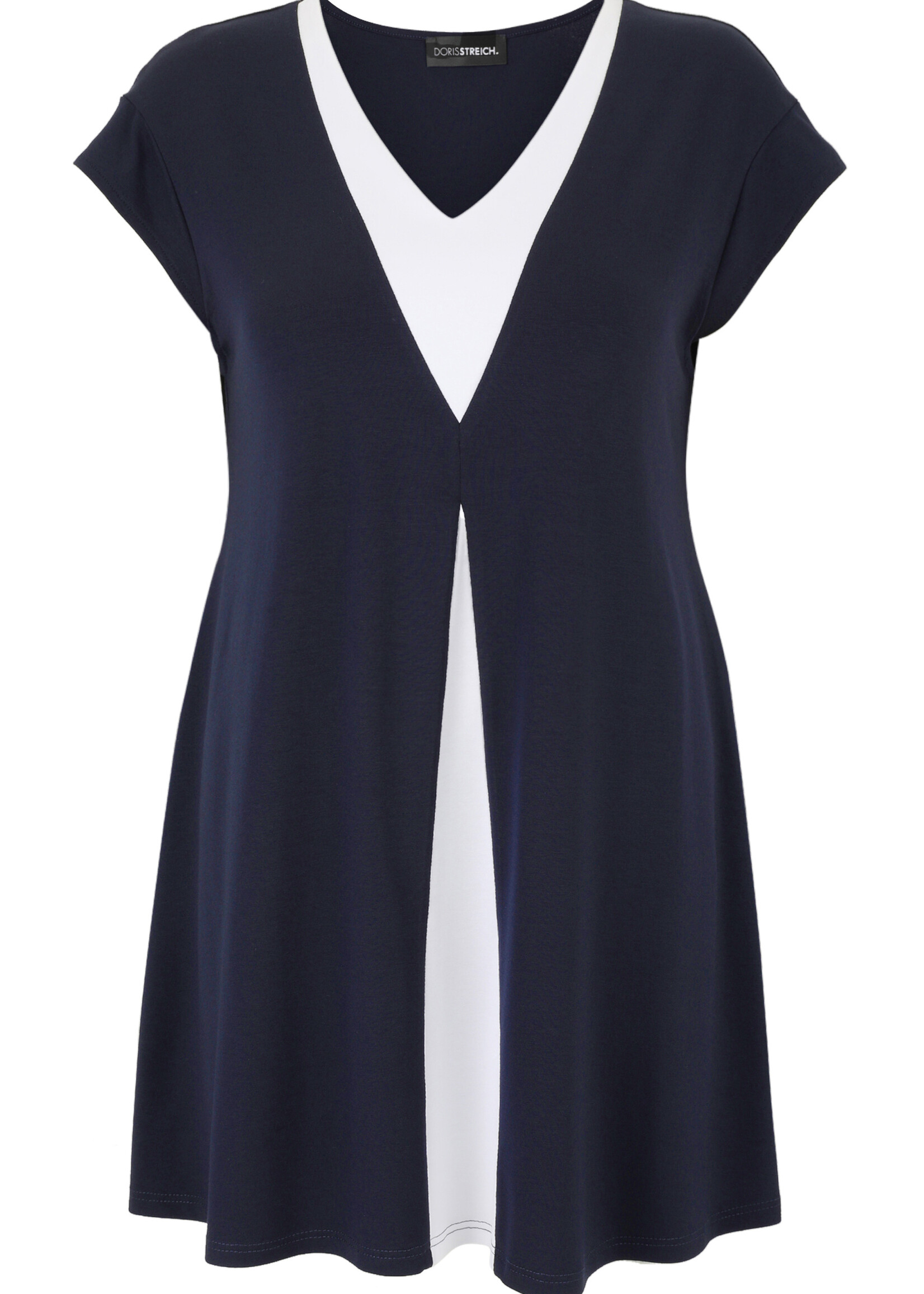 Doris Streich Doris Streich tuniek 469270 marine met witte inzet – elegante A-lijn viscose jersey