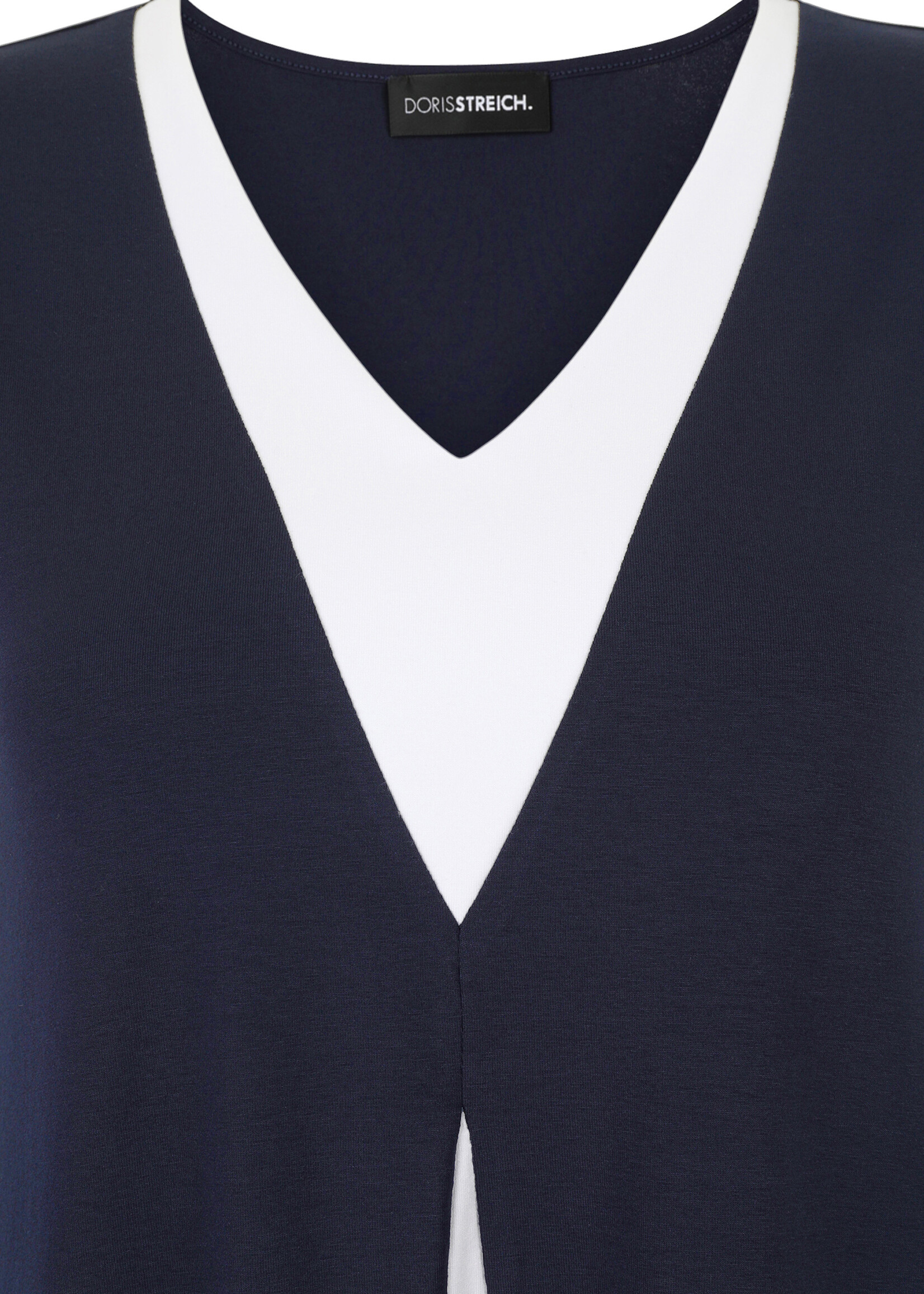 Doris Streich Doris Streich tuniek 469270 marine met witte inzet – elegante A-lijn viscose jersey