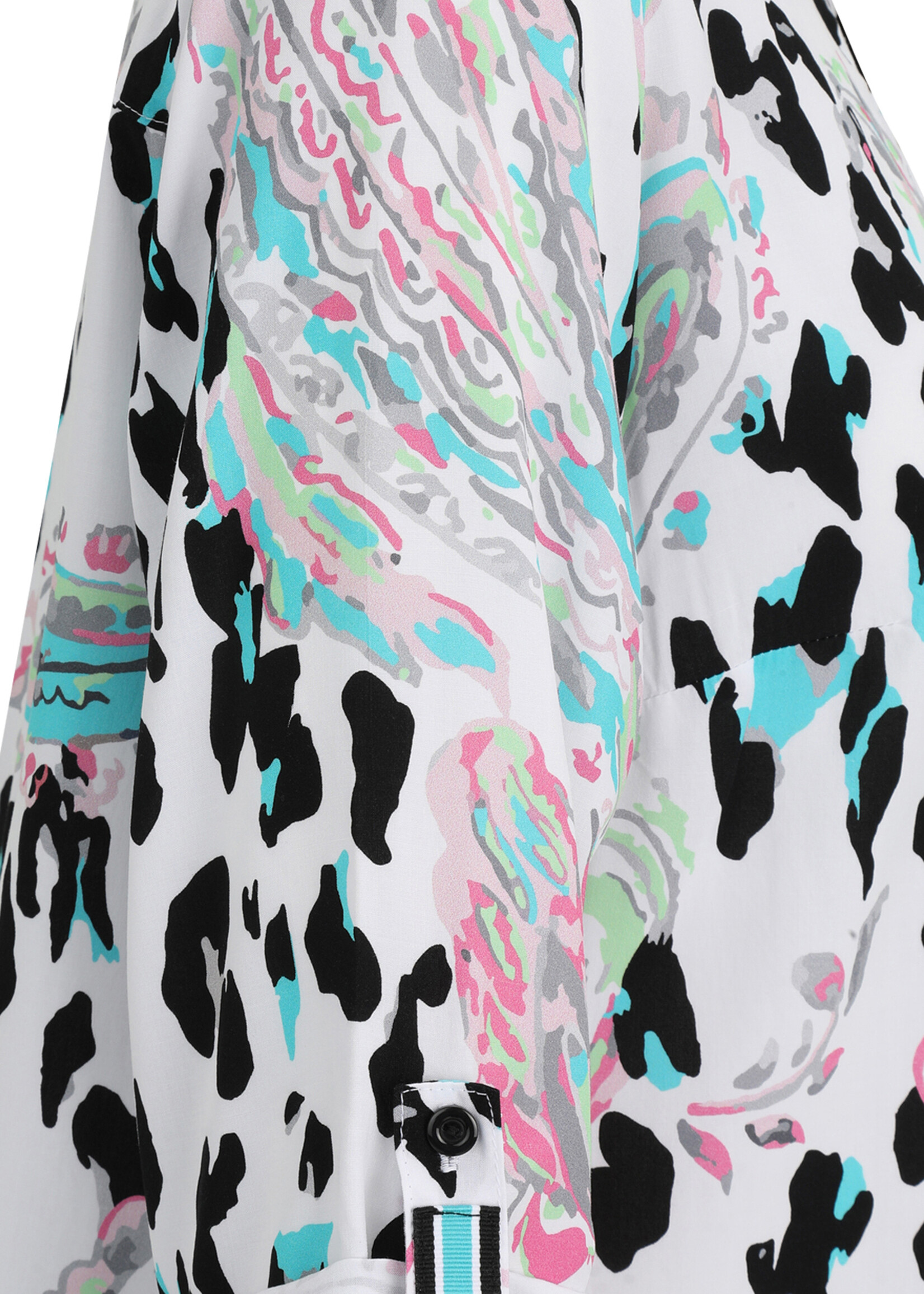 Doris Streich Doris Streich blouse 235153 – lange viscose blouse met paisley- en animalprint, sportieve V-hals