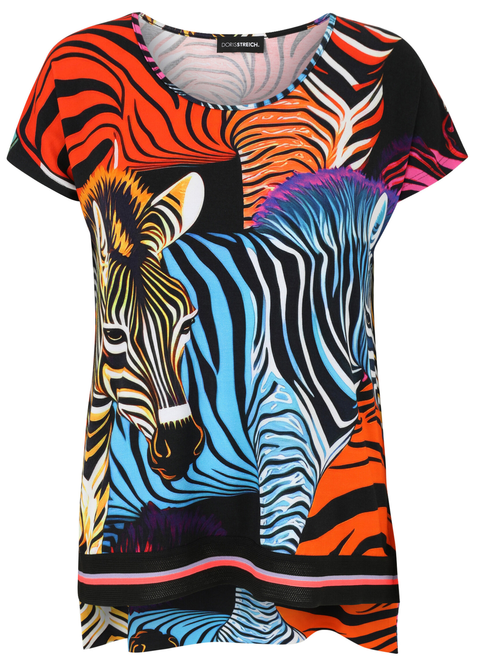 Doris Streich Doris Streich shirt met kleurrijke zebra print – zomers A-lijn shirt met sportieve zoom