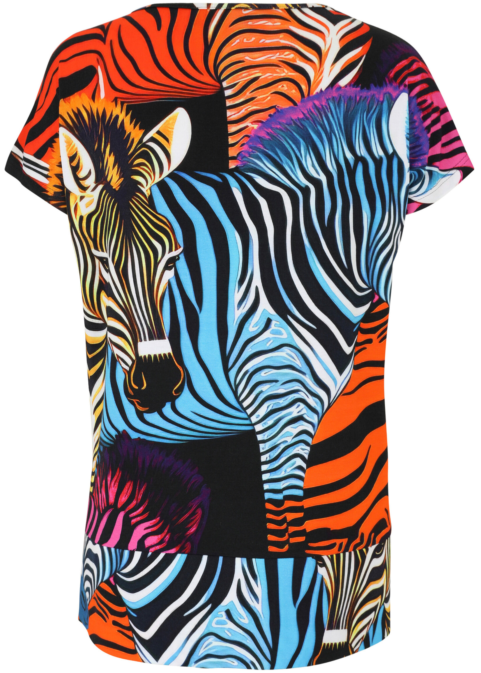 Doris Streich Doris Streich shirt met kleurrijke zebra print – zomers A-lijn shirt met sportieve zoom