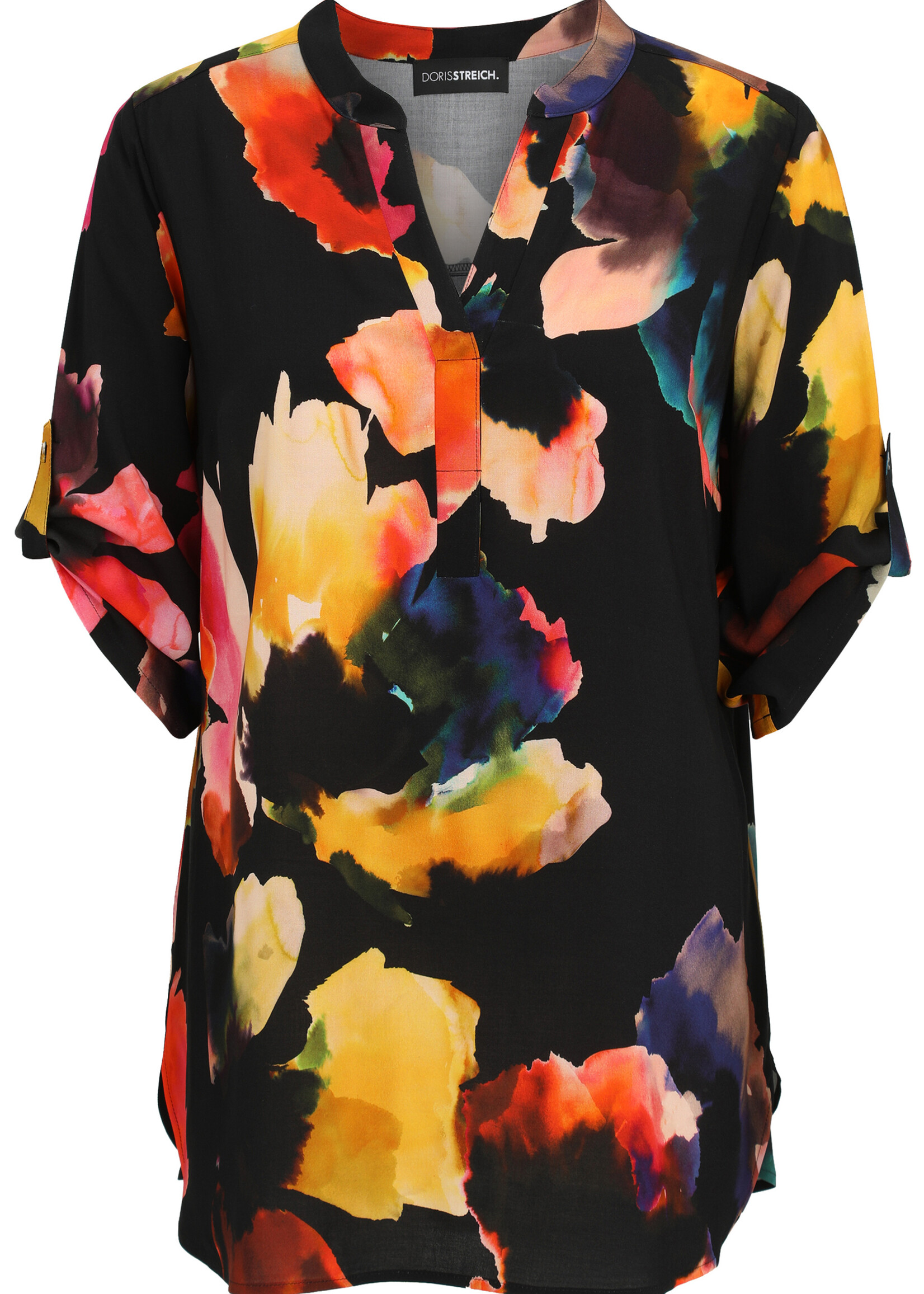 Doris Streich Blouse Doris Streich 228312 – soepele viscose blouse met abstracte bloemenprint en V-hals