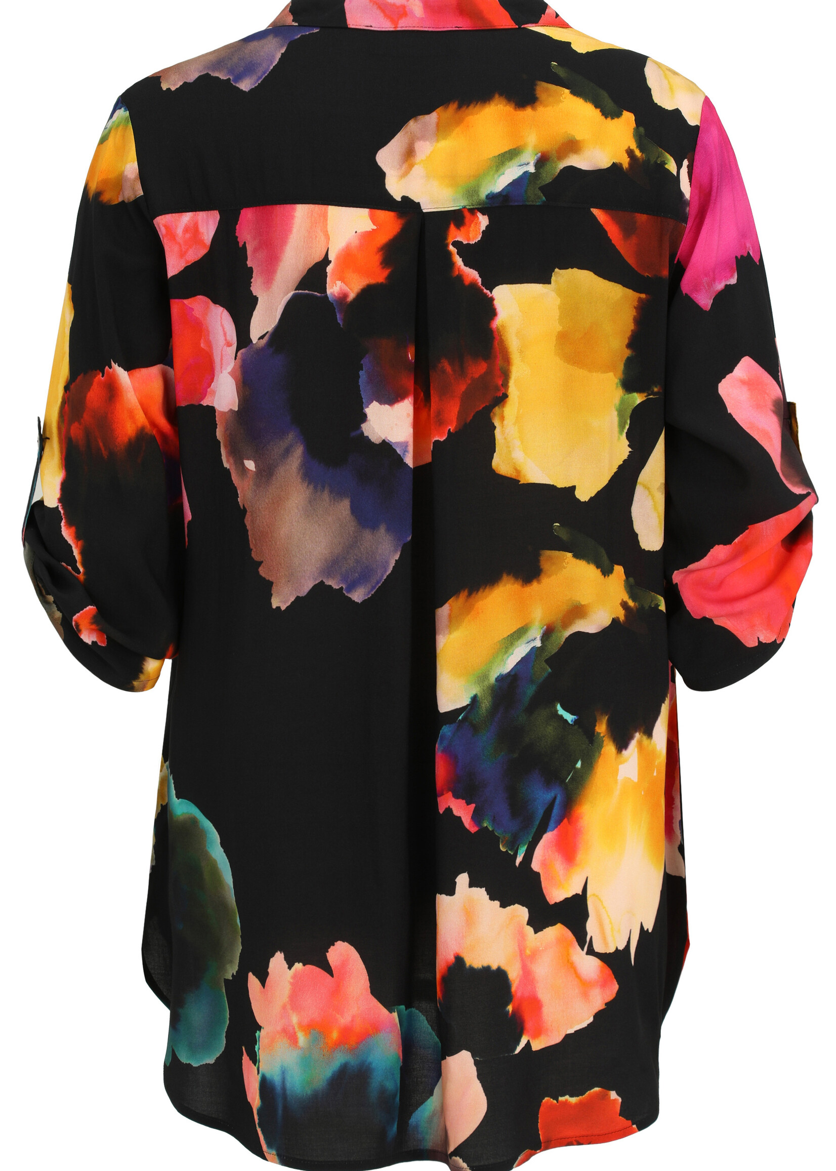 Doris Streich Blouse Doris Streich 228312 – soepele viscose blouse met abstracte bloemenprint en V-hals