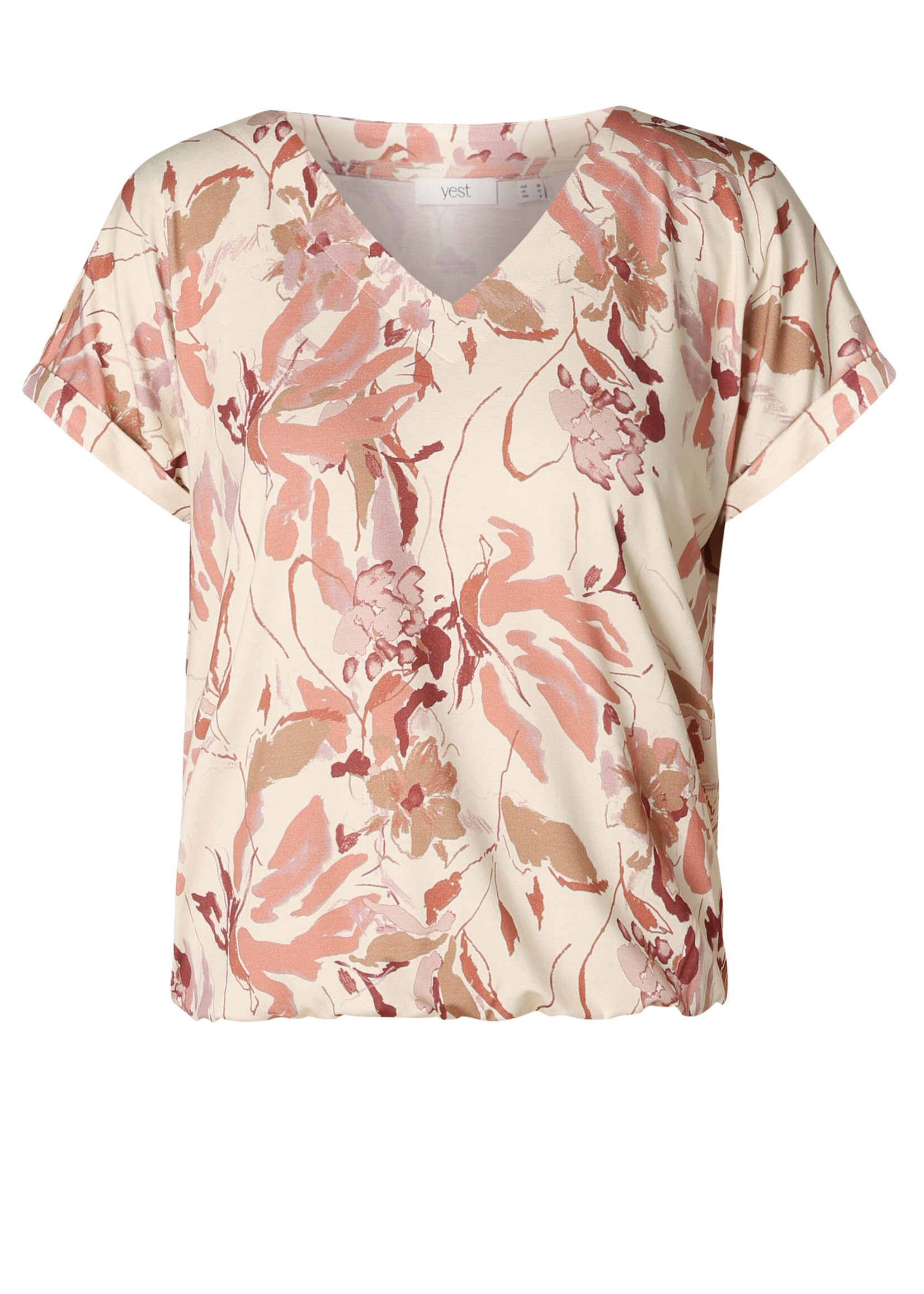 Yest Curve Yest Curve Helin Essential shirt met abstracte print en elastische zoom